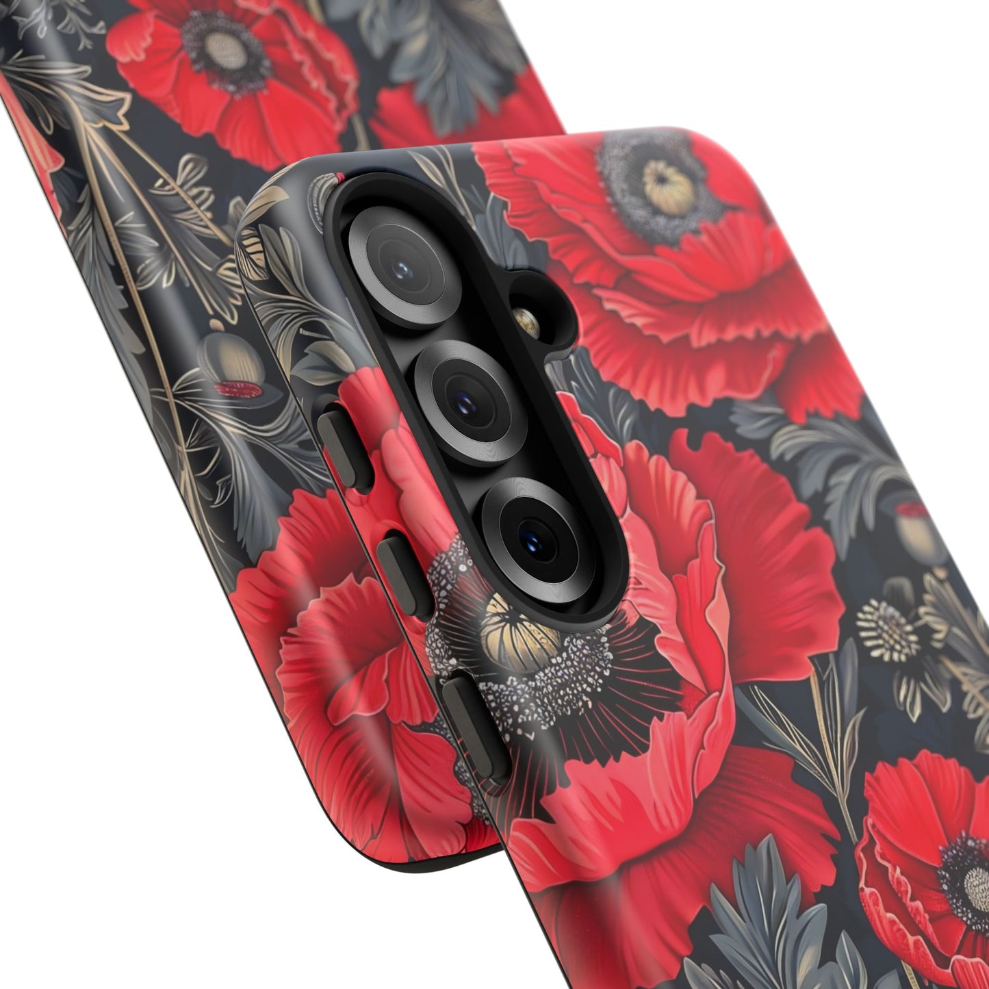 Floral Phone Case with Artistic Poppies, Tough Cases, Flower Design, Nature Lover Gift, Customizable Mobile Cover, Stylish Phone Accessories