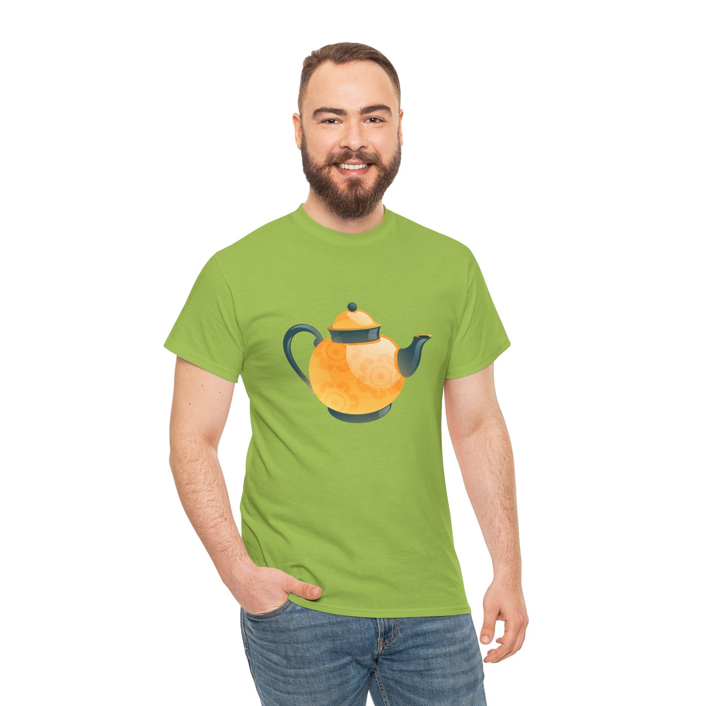 Unisex Heavy Cotton T-Shirt - Classic British Tea Kettle