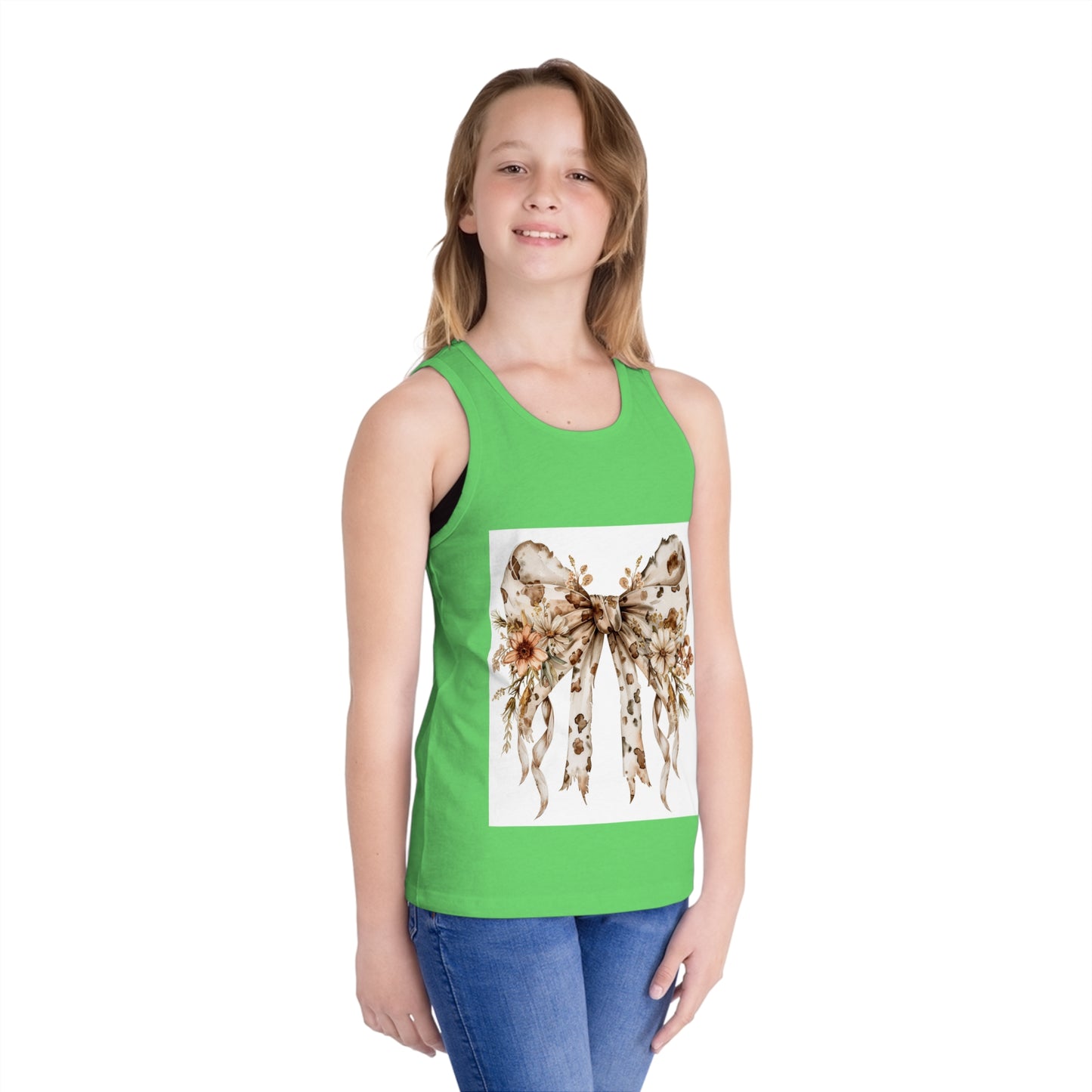 Floral Bow Kid's Jersey Tank Top - Cute Summer Style for Little Ones