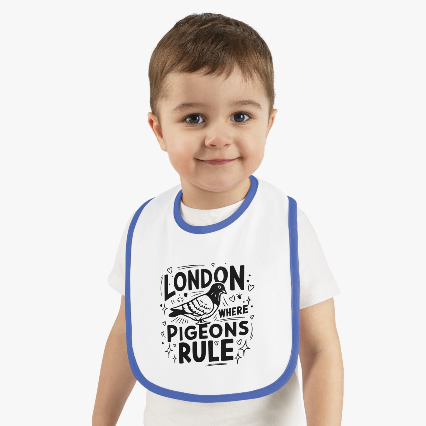 London Pigeons Rule Baby Bib, Cute Baby Accessories, Infant Feeding Bib, Unique Baby Gift, Fun Baby Shower Present