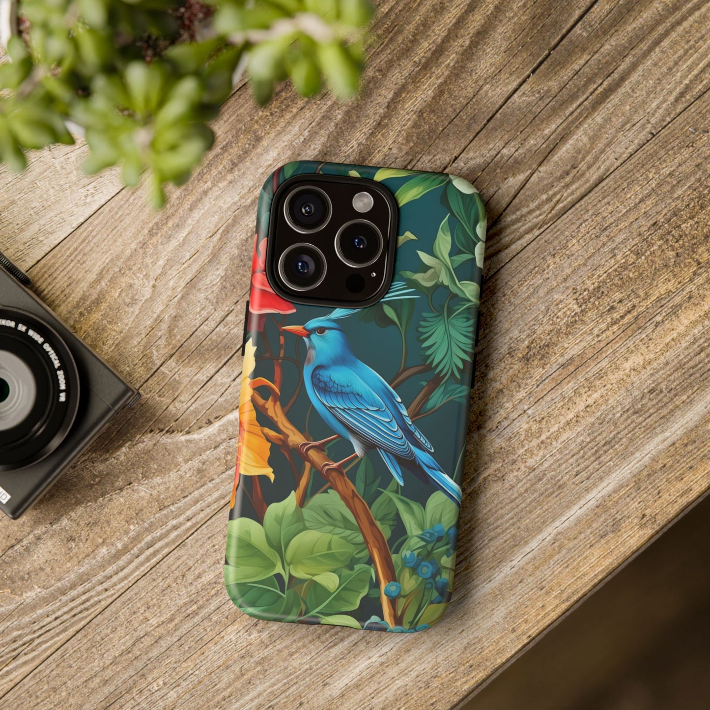 Tough Cases - Vibrant Bird Phone Case, Floral Design, Nature Lover, Unique Gift, Stylish Protection, Phone Accessories