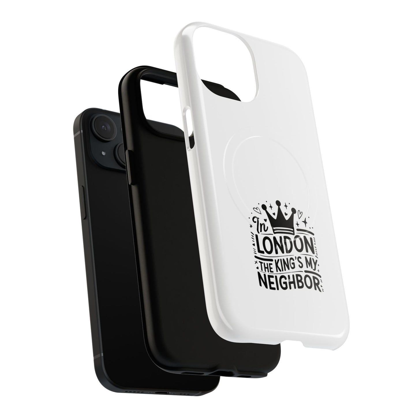 King's Neighbor Tough Magnetic Phone Case, London Style Case, Durable Phone Cover, Gift for Travelers, Black White Phone Accessory
