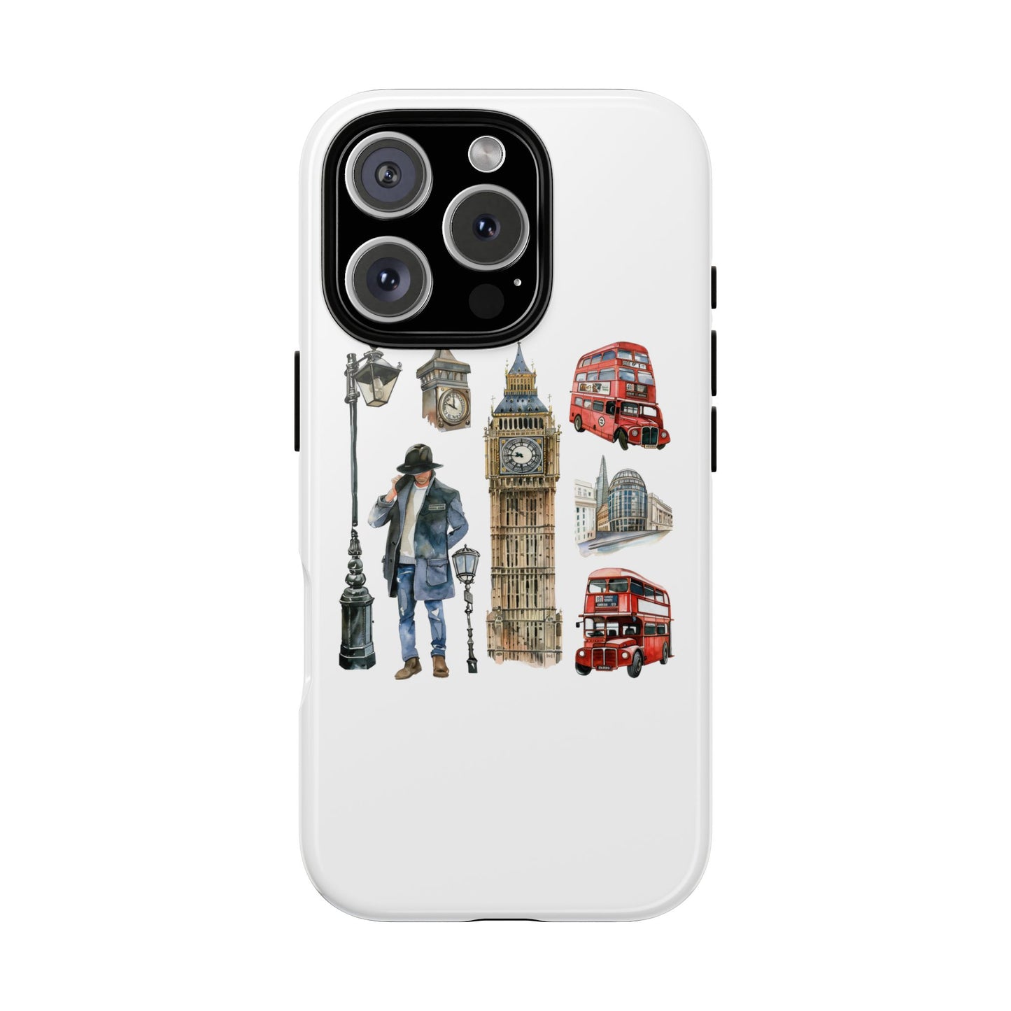 London Iconic Design Phone Case, Tough Cases, Gift for Travelers, London Souvenir, London Icons, Red Bus Phone Case