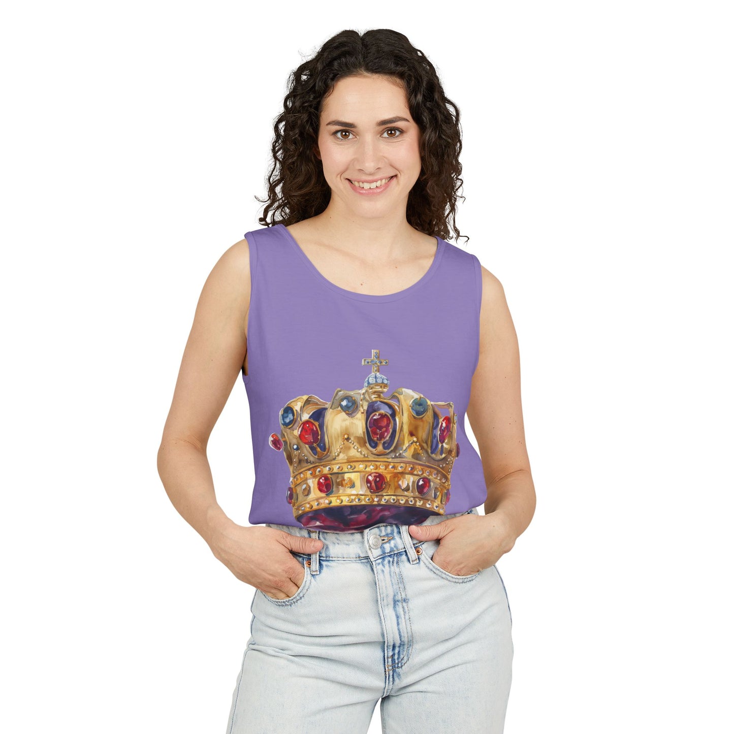 Unisex Garment-Dyed Tank Top - British Royal Crown - Symbol of Regal Elegance and Authority