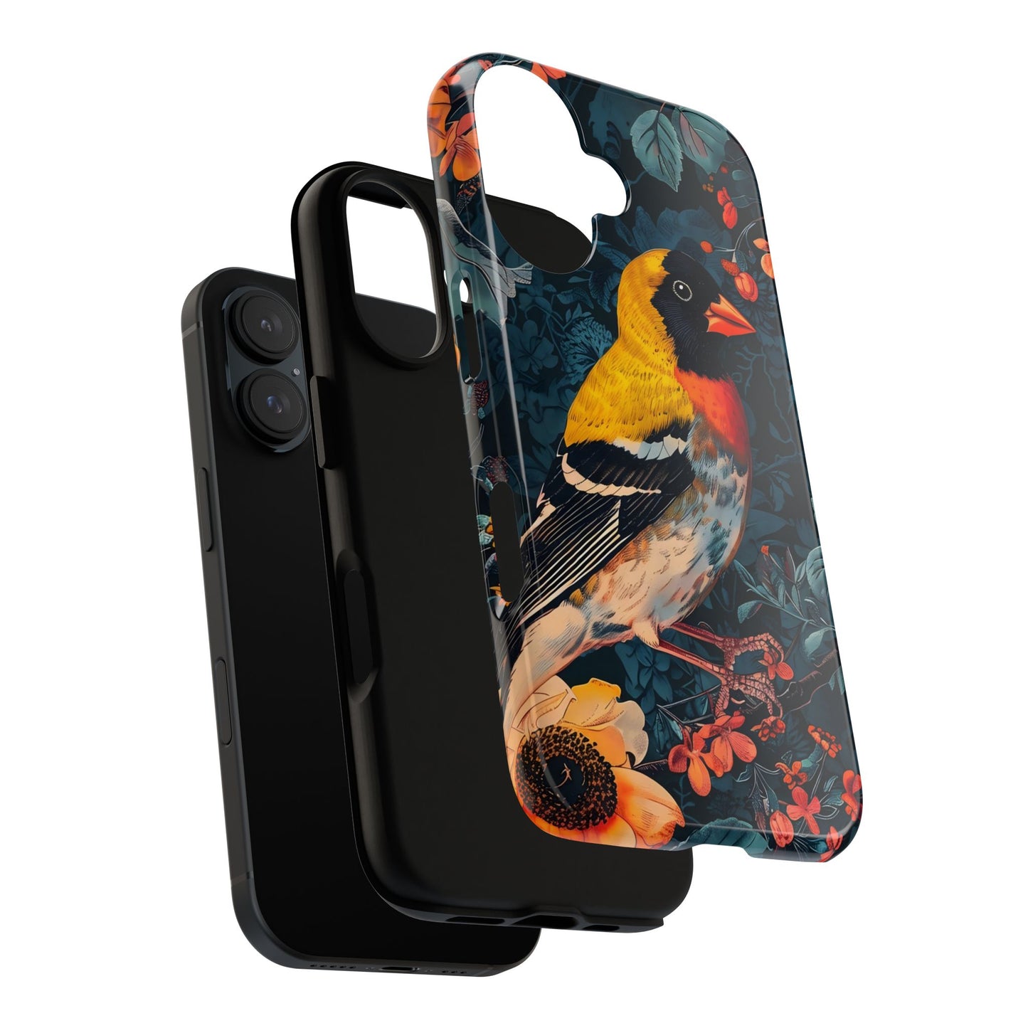 Colorful Bird Phone Case, Floral Phone Cover, Tough Phone Protector, Nature Lover Gift, Botanical Case, Unique Mobile Accessory