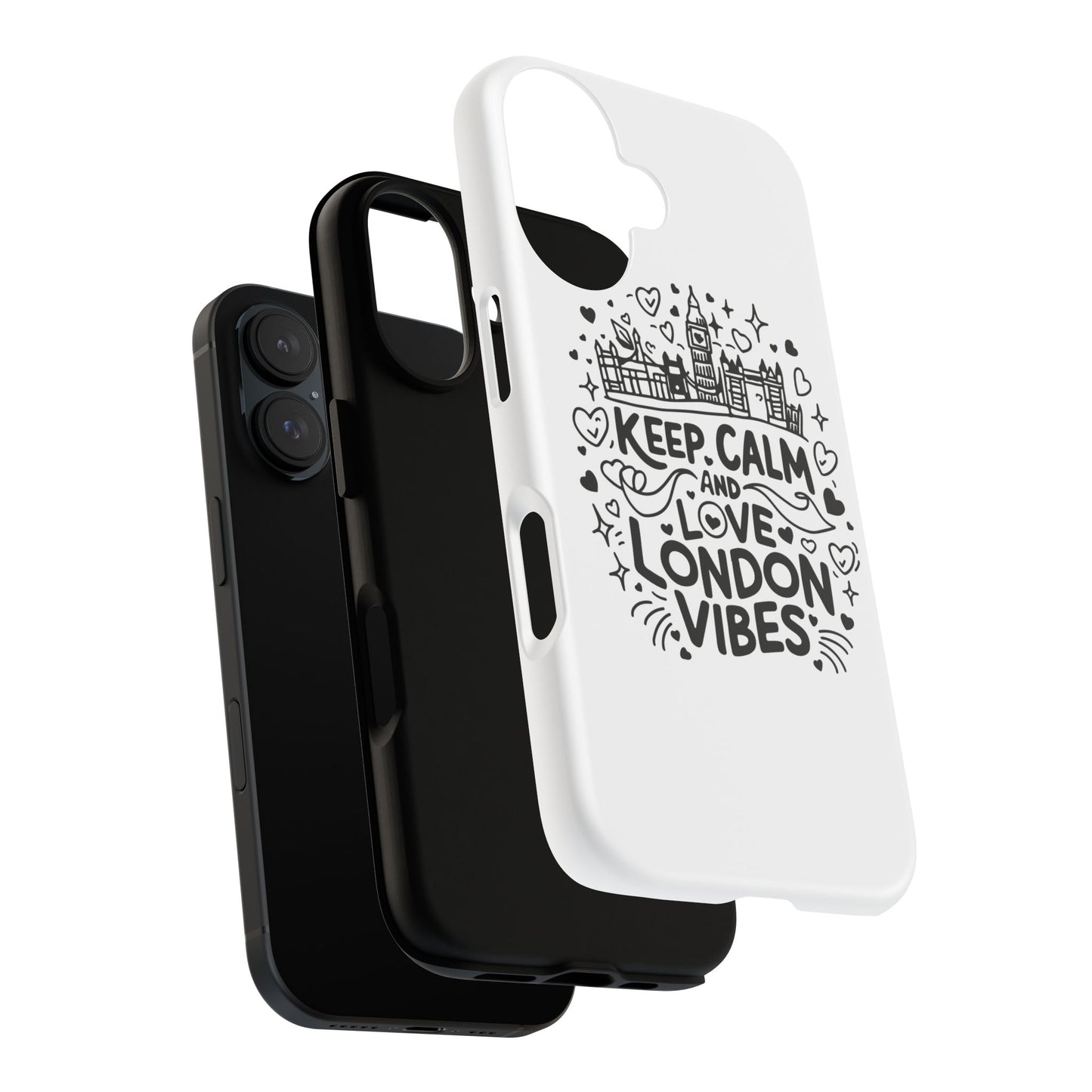 London Vibes Phone Case – Keep Calm Design, iPhone Accessories, Gift for Travelers, London Souvenir, Unique Cell Phone Cover