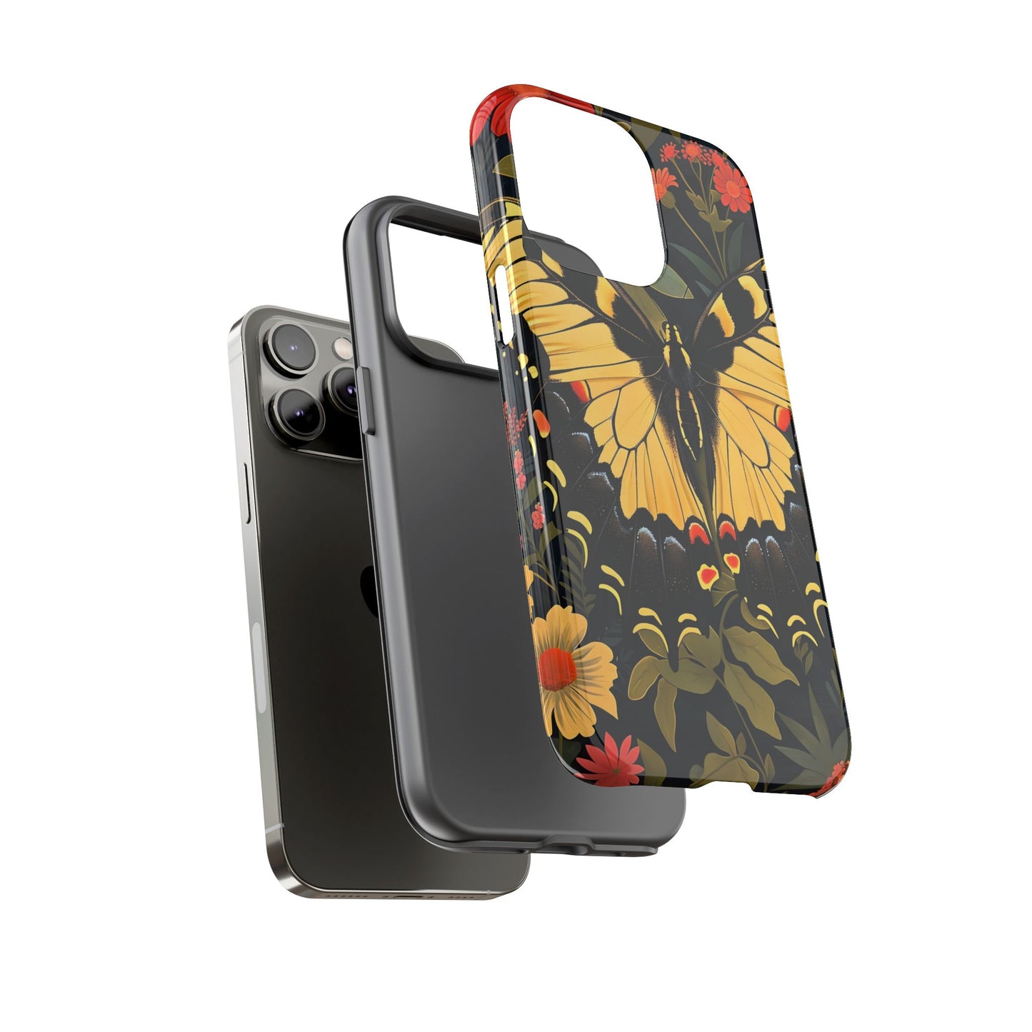 Butterfly Floral Phone Case, Tough Cases with Vibrant Design, Protective Cover for Nature Lovers, Gift for Her
