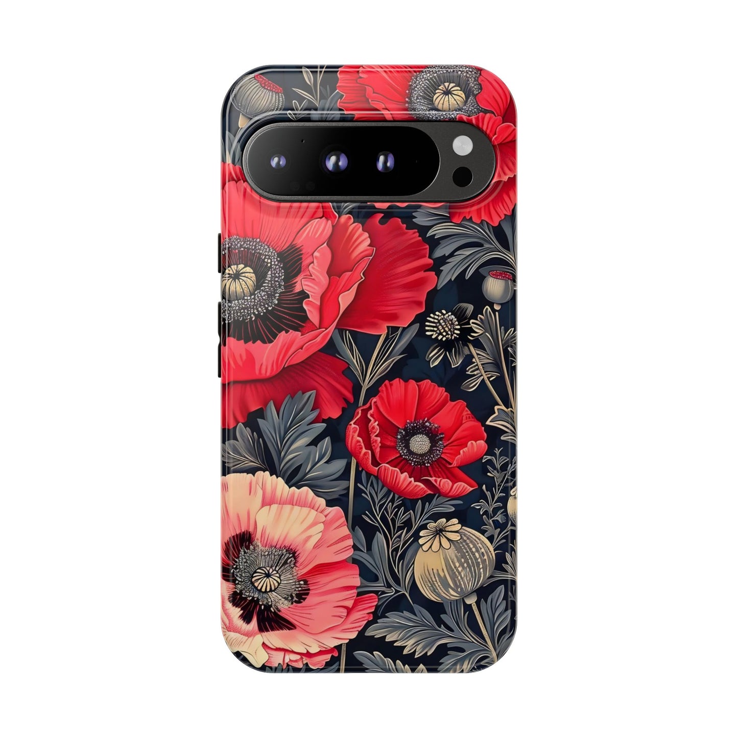 Floral Phone Case with Artistic Poppies, Tough Cases, Flower Design, Nature Lover Gift, Customizable Mobile Cover, Stylish Phone Accessories