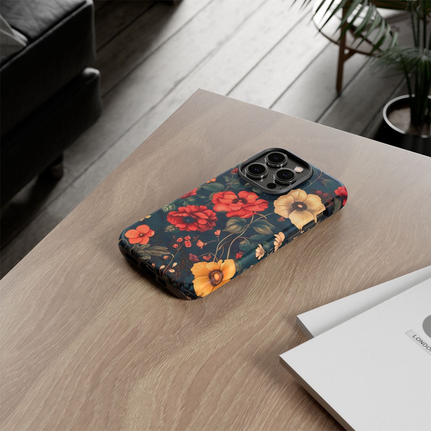 Floral Phone Case, Tough Cases, Flower Motif, Protective Cover, Gift for Her, Floral Design, Spring Accessory