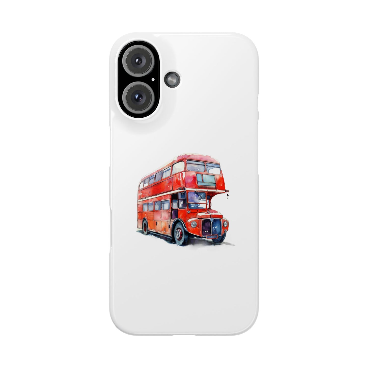 Vintage Double-Decker Bus Slim Phone Cases, Unique Bus Design, London Theme, Gift for Travelers, Phone Accessories, Holiday Gifts