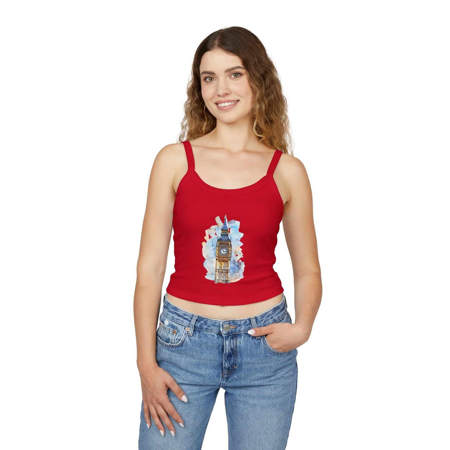 Women's Spaghetti Strap Tank Top - London's Big Ben Landmark Painting
