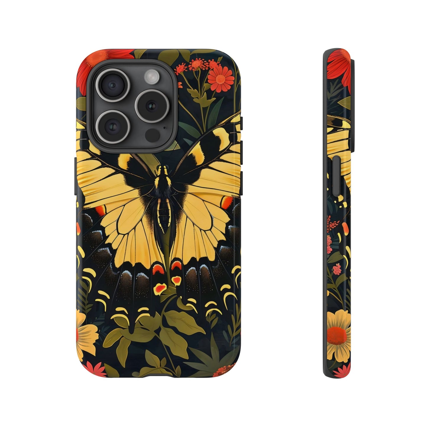 Butterfly Floral Phone Case, Tough Cases with Vibrant Design, Protective Cover for Nature Lovers, Gift for Her
