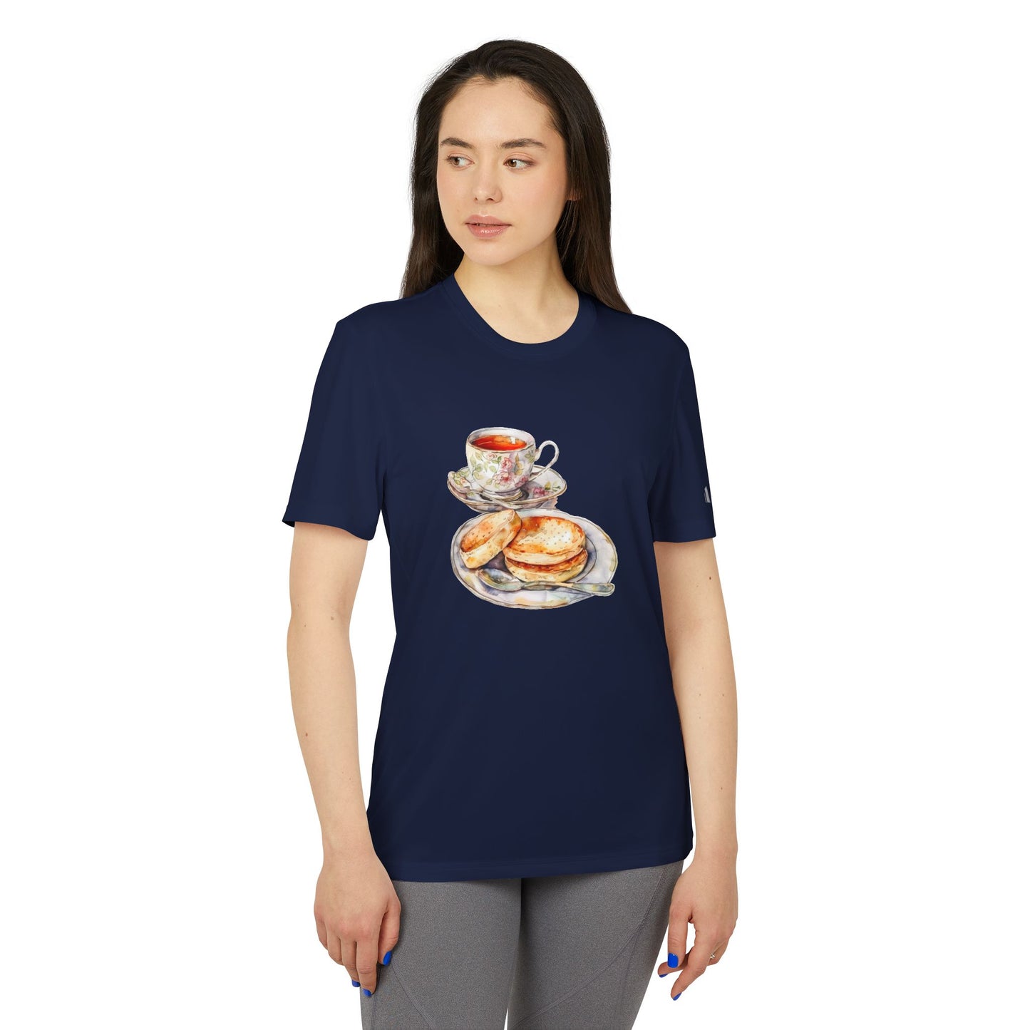 Unisex Sport T-shirt with Tea and Biscuits Design - Gourmet Food Art Print for Kitchen Decor
