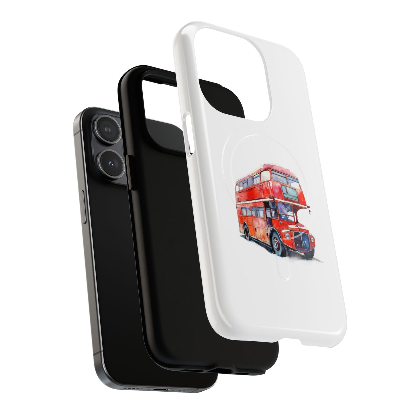 Vintage Double-Decker Bus Phone Case, Tough Magnetic Cases, Unique Mobile Cover, Gifts for Travelers, London-Themed Accessories