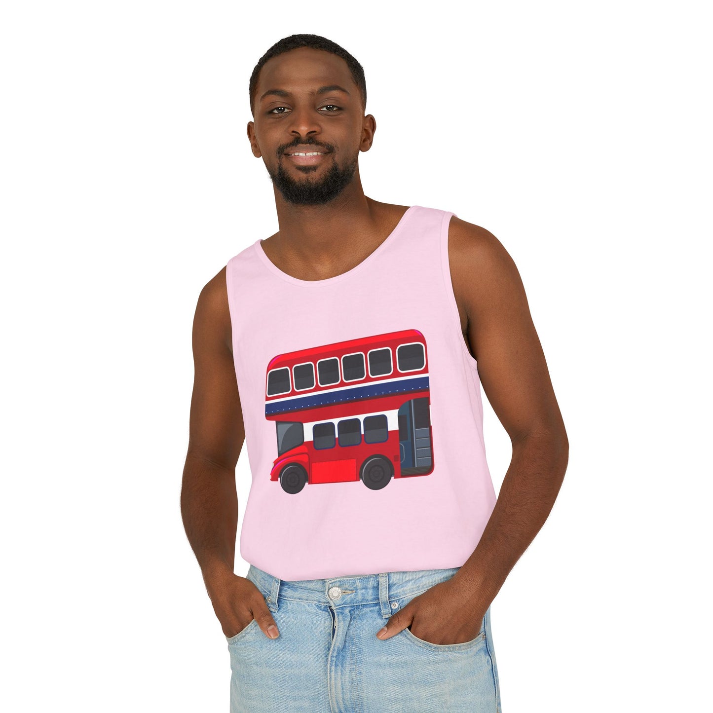 Unisex Garment-Dyed Tank Top - London Transport English Bus - Iconic Red Double
