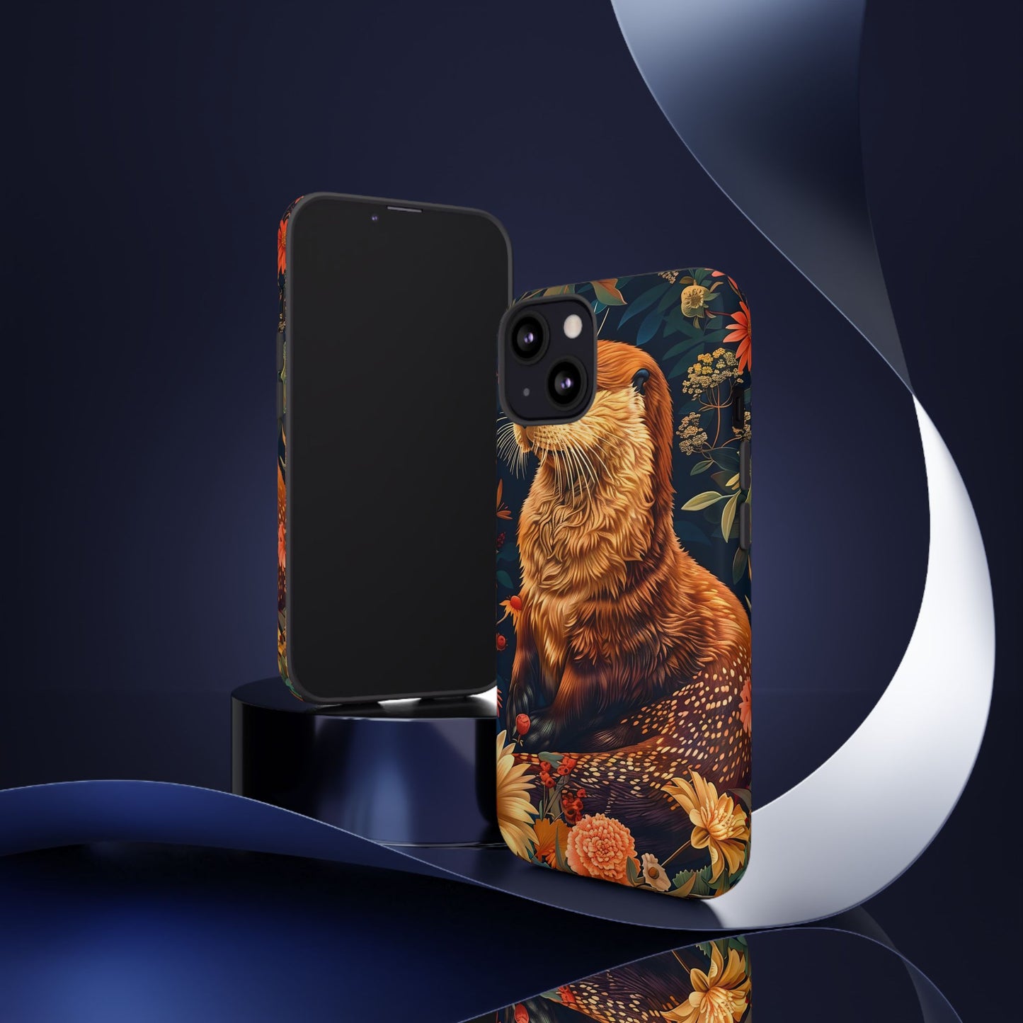 Otter Phone Case, Floral Otter Design, Tough Phone Cover, Nature Lover Gift, Cute Animal Accessories