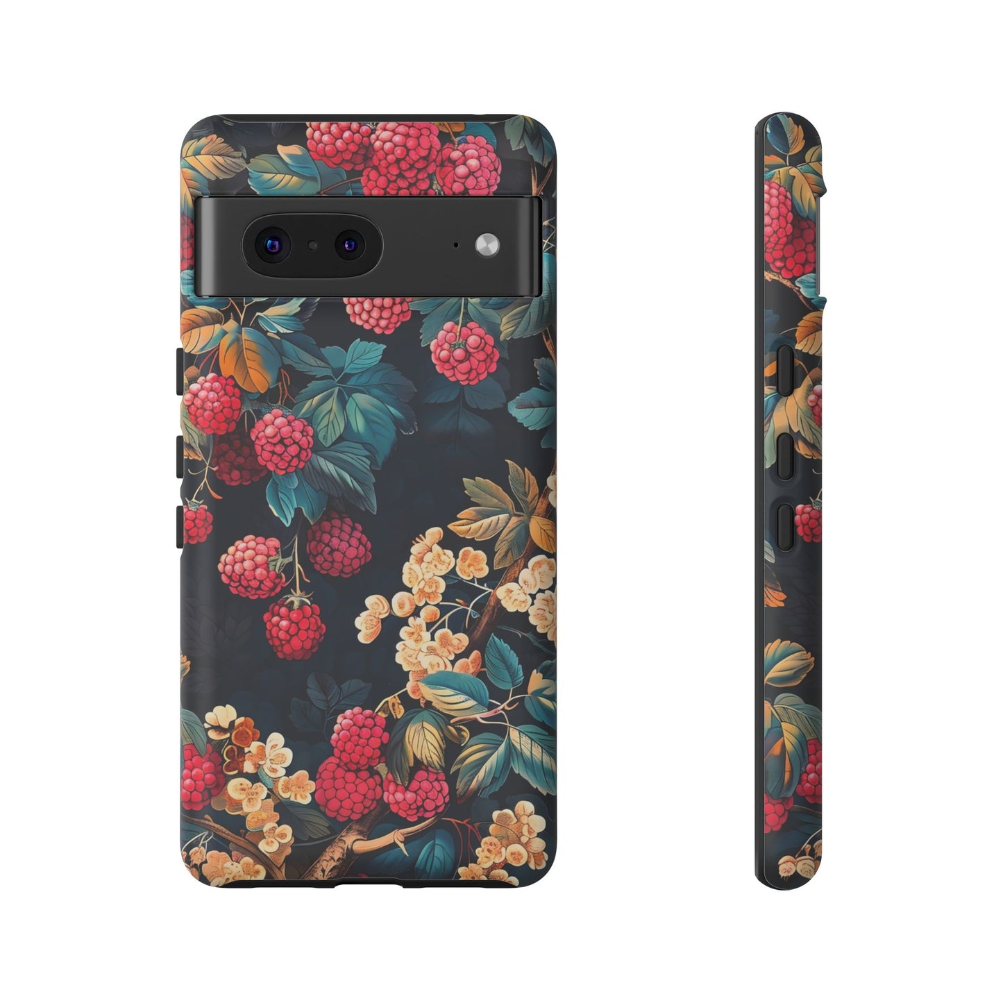 Floral Phone Case with Berry Design, Durable Phone Cover, Floral Print, Gift for Plant Lovers, Nature-Inspired Accessory
