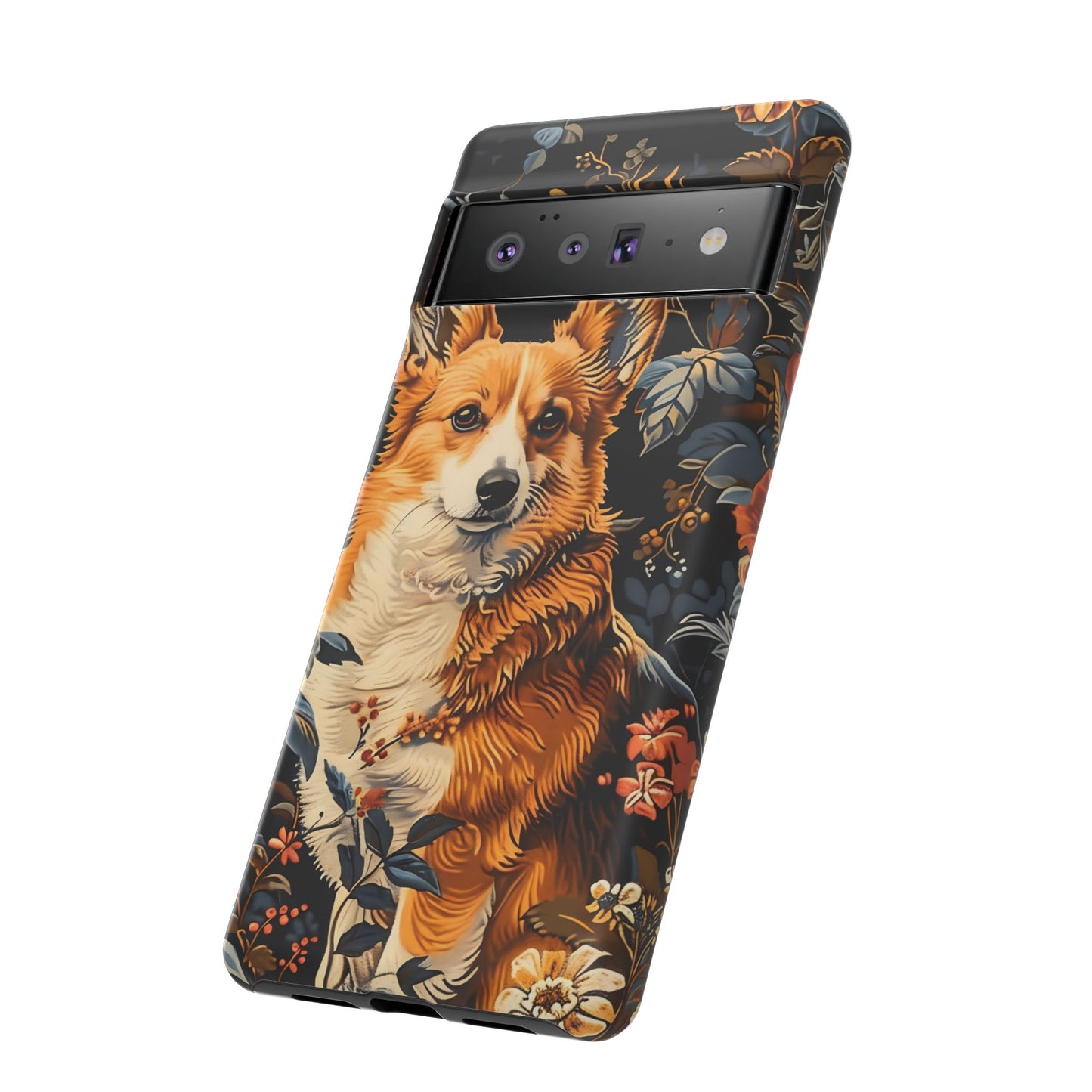 Corgi Floral Phone Case - Tough Cases for Dog Lovers, Cute Pet Accessories, Gift for Dog Owners, Floral Design, Personalized Tech Cover