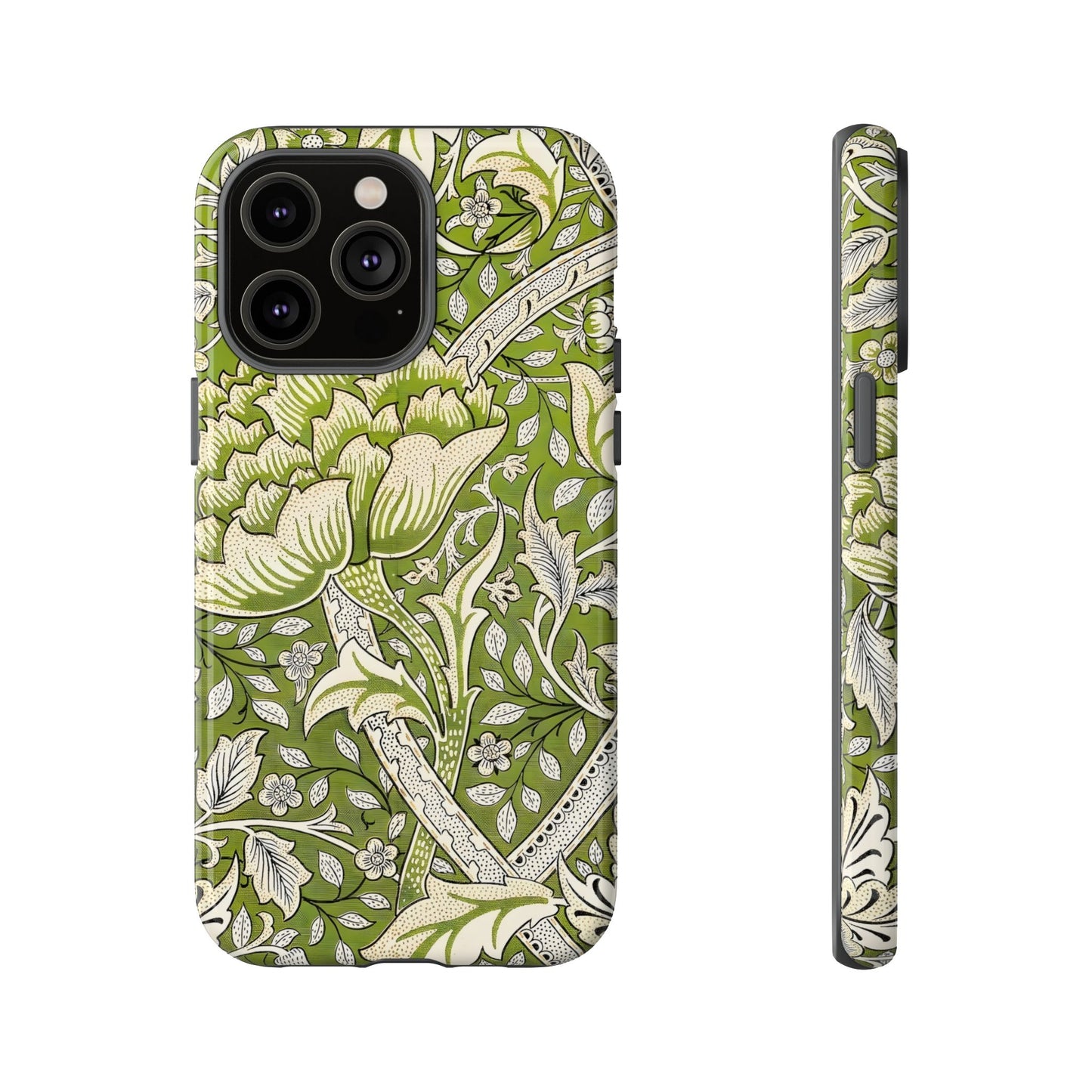 Stylish Phone Case with Floral Design, Durable Protective Cover for iPhone, Unique Gift for Birthdays, Mother's Day, Green Aesthetic