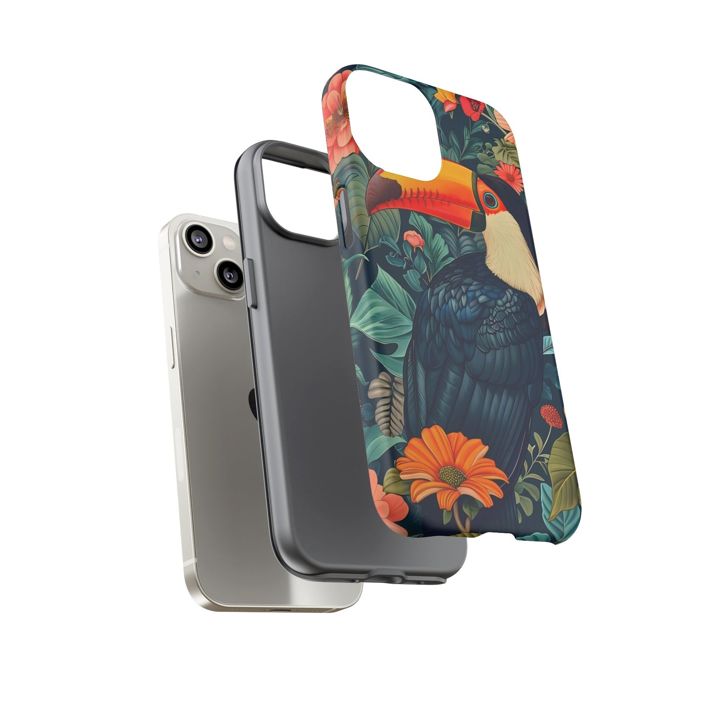 Tropical Toucan Phone Case - Cute Animal Design, Nature Lover Gift, Floral Pattern, Bird Lover Accessory, Summer Vibes
