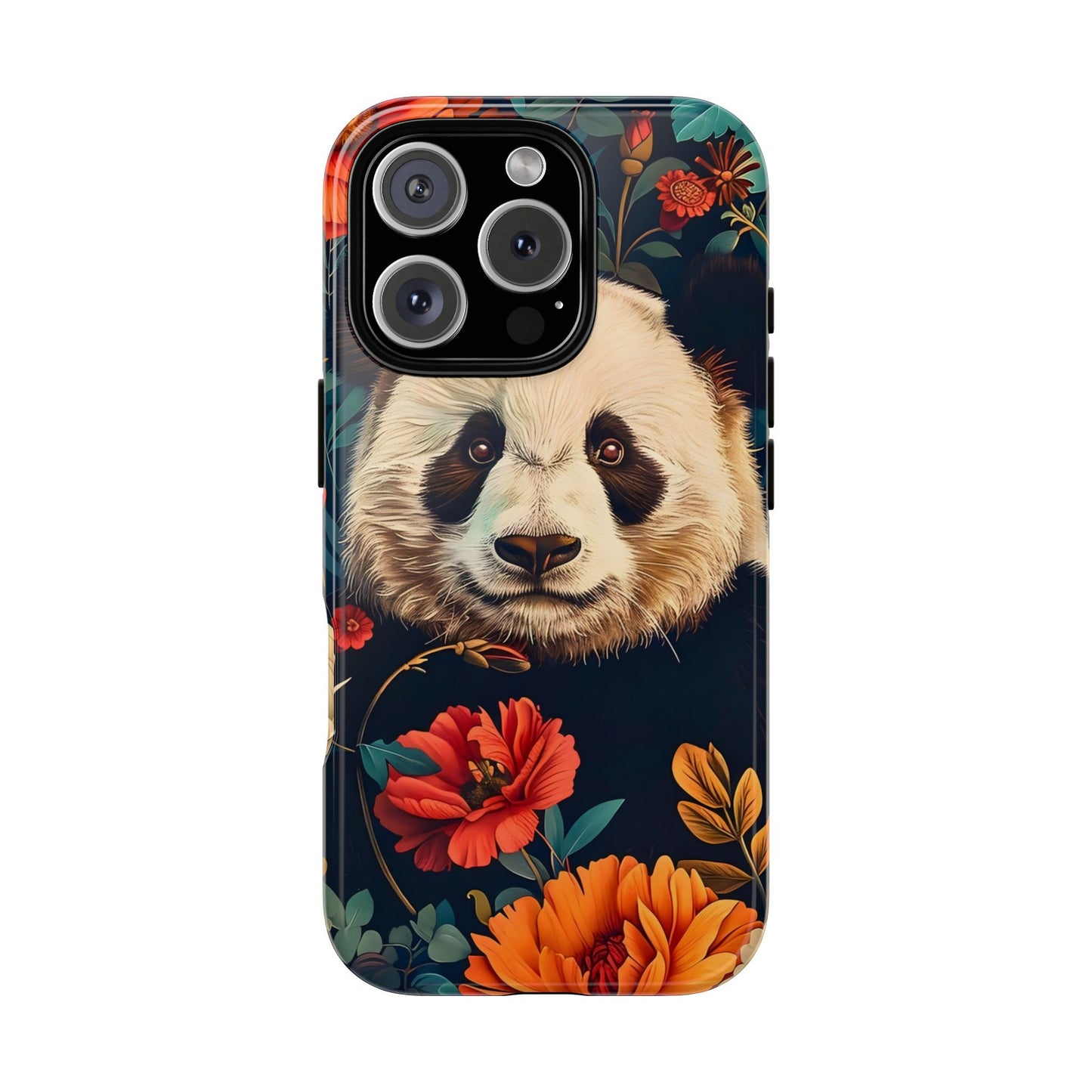 Panda Floral Phone Case, Tough Cases, Cute Animal Case, Floral Design, Gifts for Animal Lovers, Phone Accessories