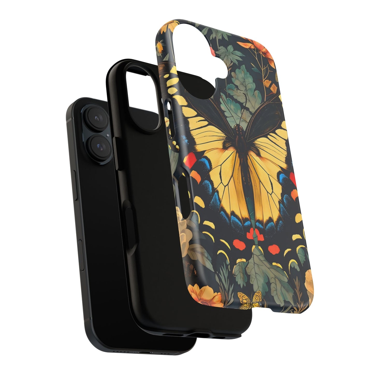 Butterfly Floral Phone Case, Art-inspire Tough Case, Gift for Nature Lovers, Butterfly Pattern Cover, Eco-Friendly Mobile Accessory