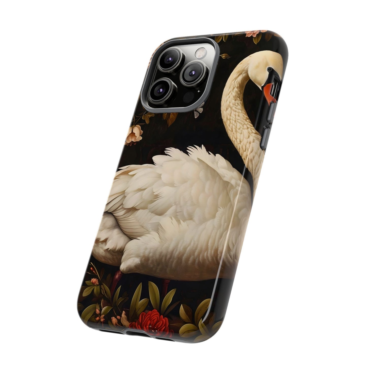 Elegant Swan Phone Case, Floral iPhone Cover, Tough Phone Case, Gift for Her, Nature Lover, Mother's Day, Birthday