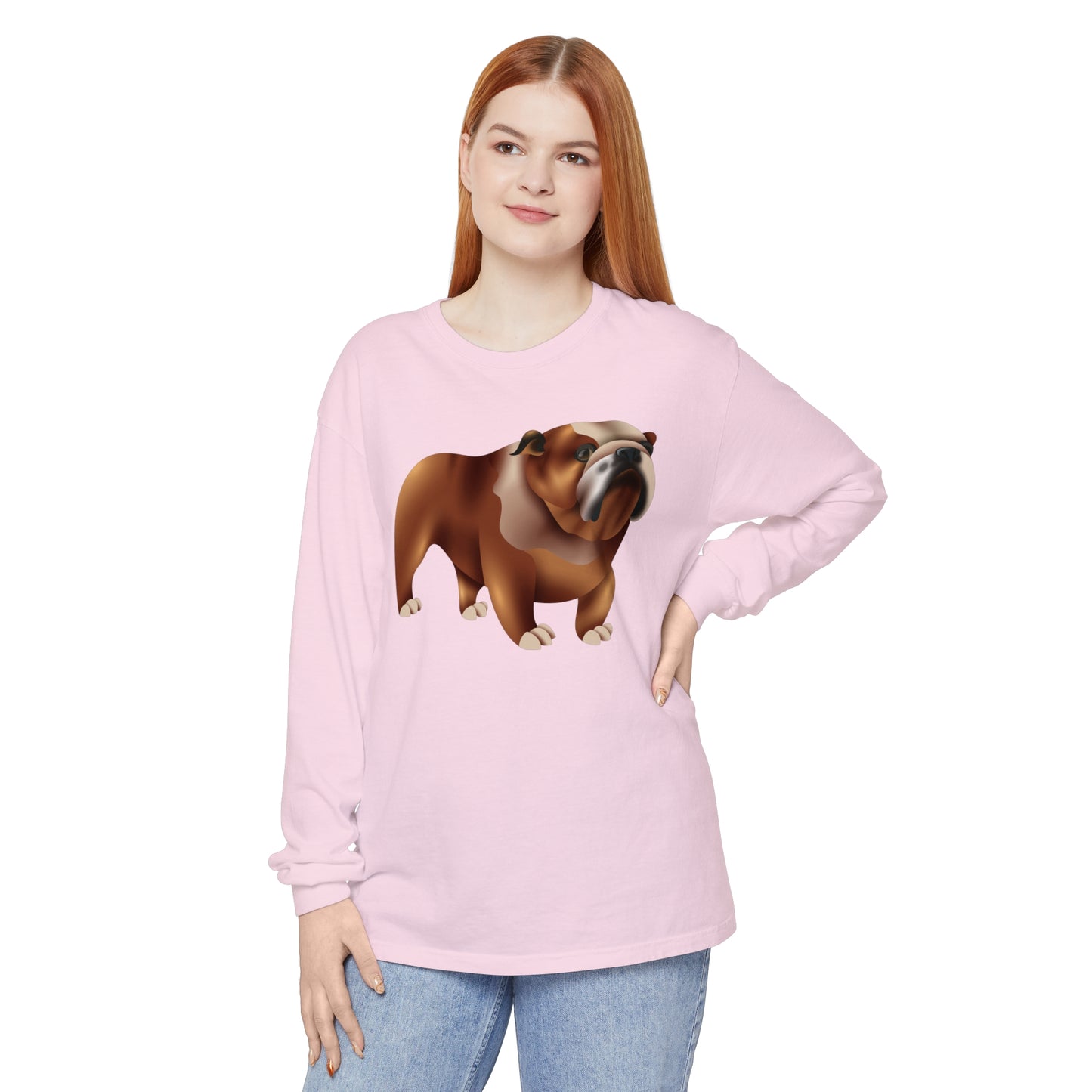 Unisex Garment-dyed Long Sleeve T-Shirt - Adorable British Dog