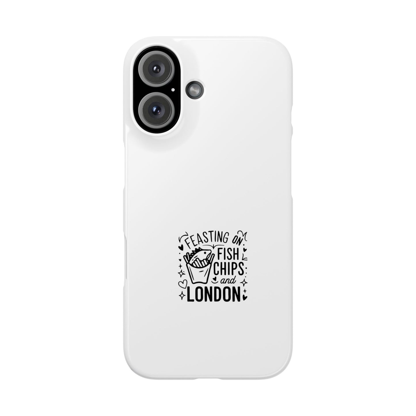 Slim Phone Case with Fish Chips London Design - Fun Gift for Foodies, Travel Lovers, UK Souvenirs, Everyday Carry, Unique Phone Accessory