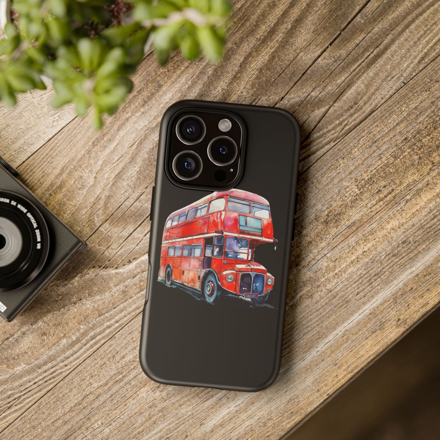 London Bus Phone Case, Tough iPhone Cover, Unique Gift for Travelers, Vintage Style Accessories, Holiday Present Idea