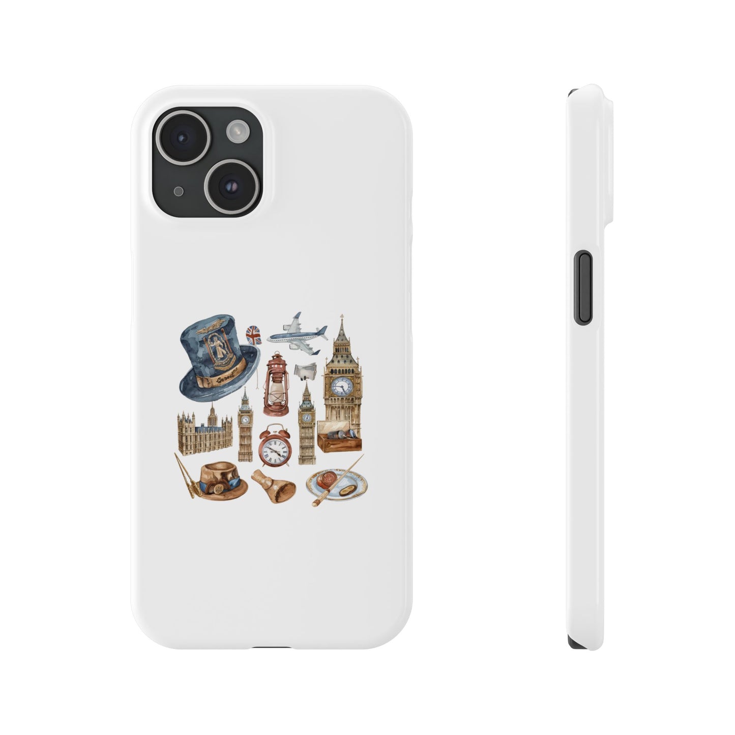 Vintage London-Inspired Slim Phone Cases, Trendy Protective Cover, Unique Gift, Travel Lovers, London Souvenir, Stylish Accessories