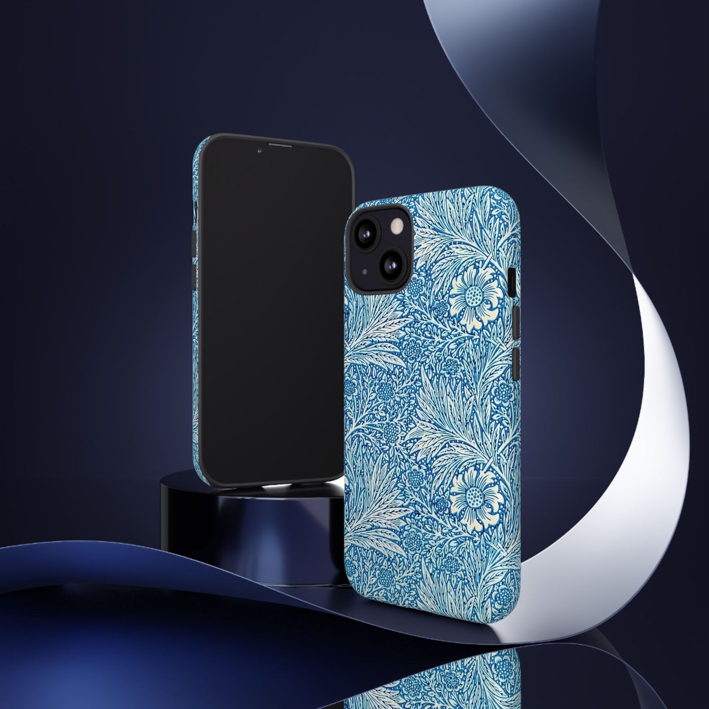 Stylish Phone Case, Tough Floral Phone Cover, Fashionable Tech Accessory, Gift for Her, Blue Flower Design