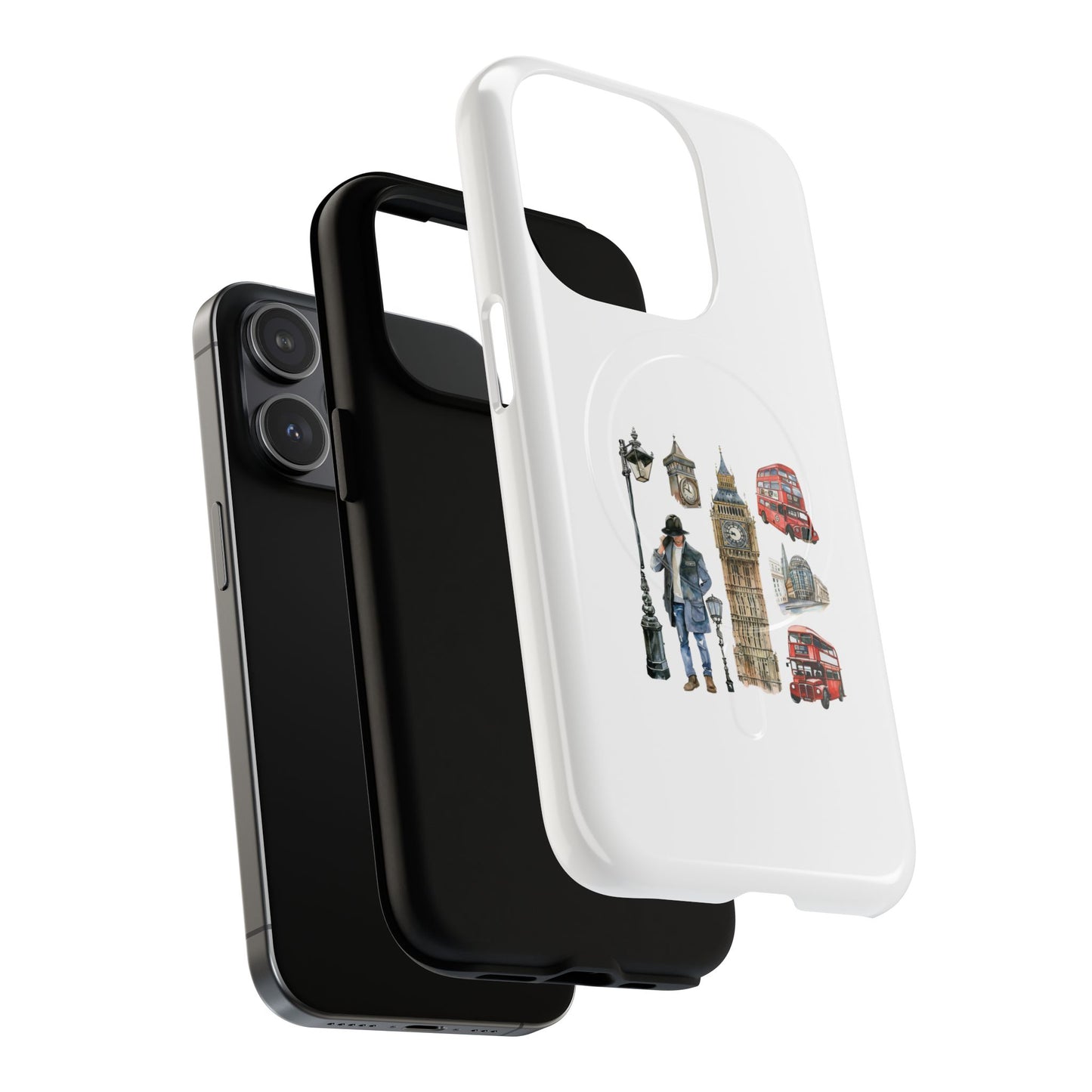 London-Themed Tough Magnetic Phone Case, Durable iPhone Cover, Gift for Travelers, Unique Cell Phone Accessories