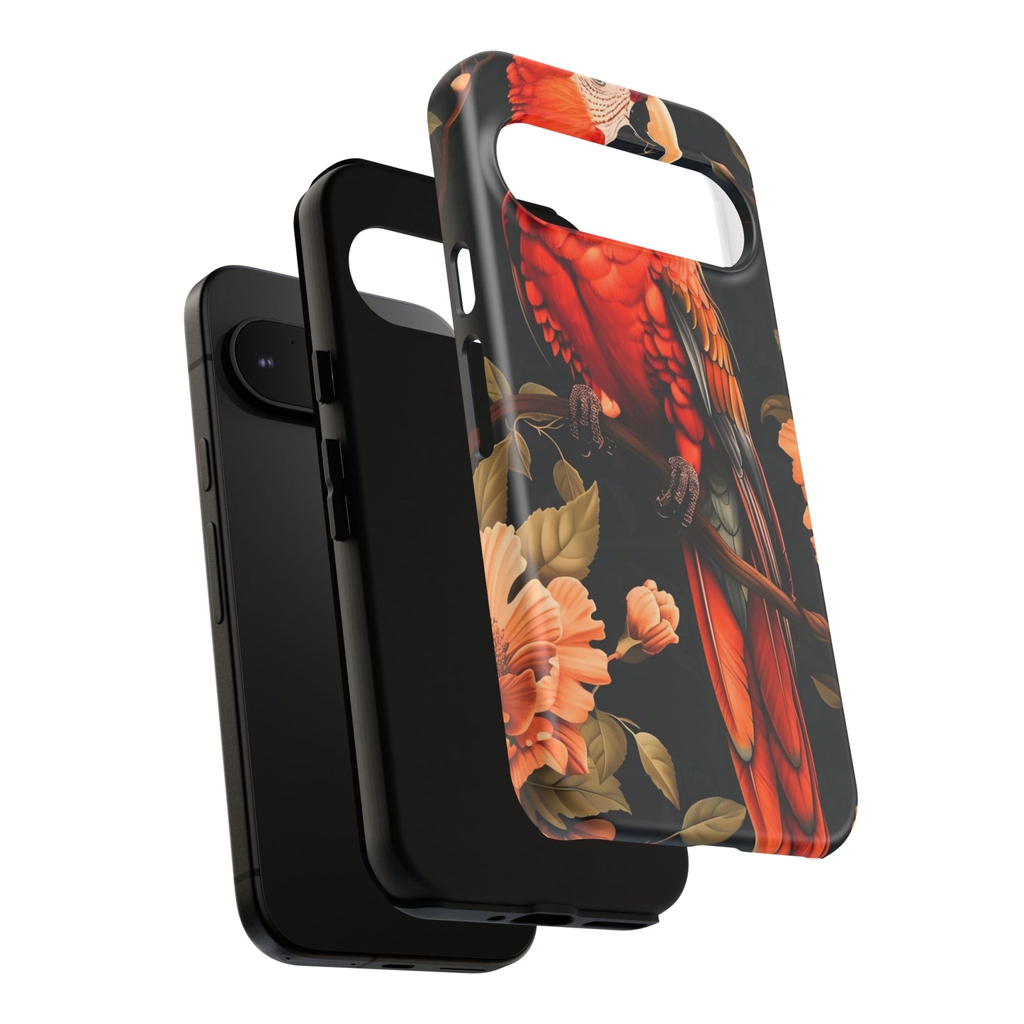 Vibrant Tropical Phone Case with Parrot Design, Bird Lovers Gift, Floral Phone Cover, Nature Inspired Accessories, Tough Cases