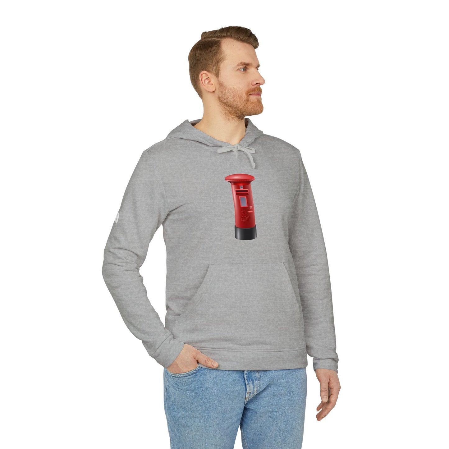 adidas Unisex Fleece Hoodie - Classic UK Royal Mailbox Design - British Postbox Icon