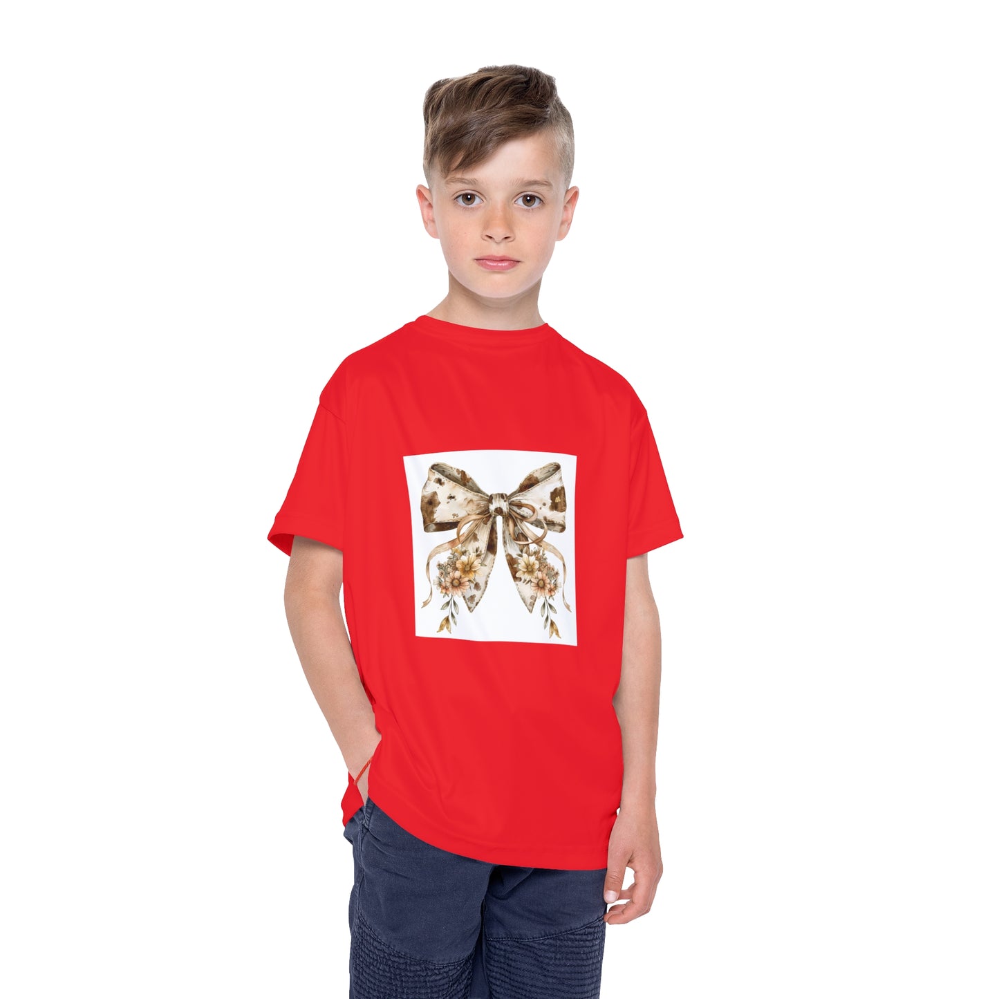 Kids Sports Jersey - Boho Western Bow with Flowers and Cow Pattern - Fun and Stylish Athletic Wear for Young Athletes