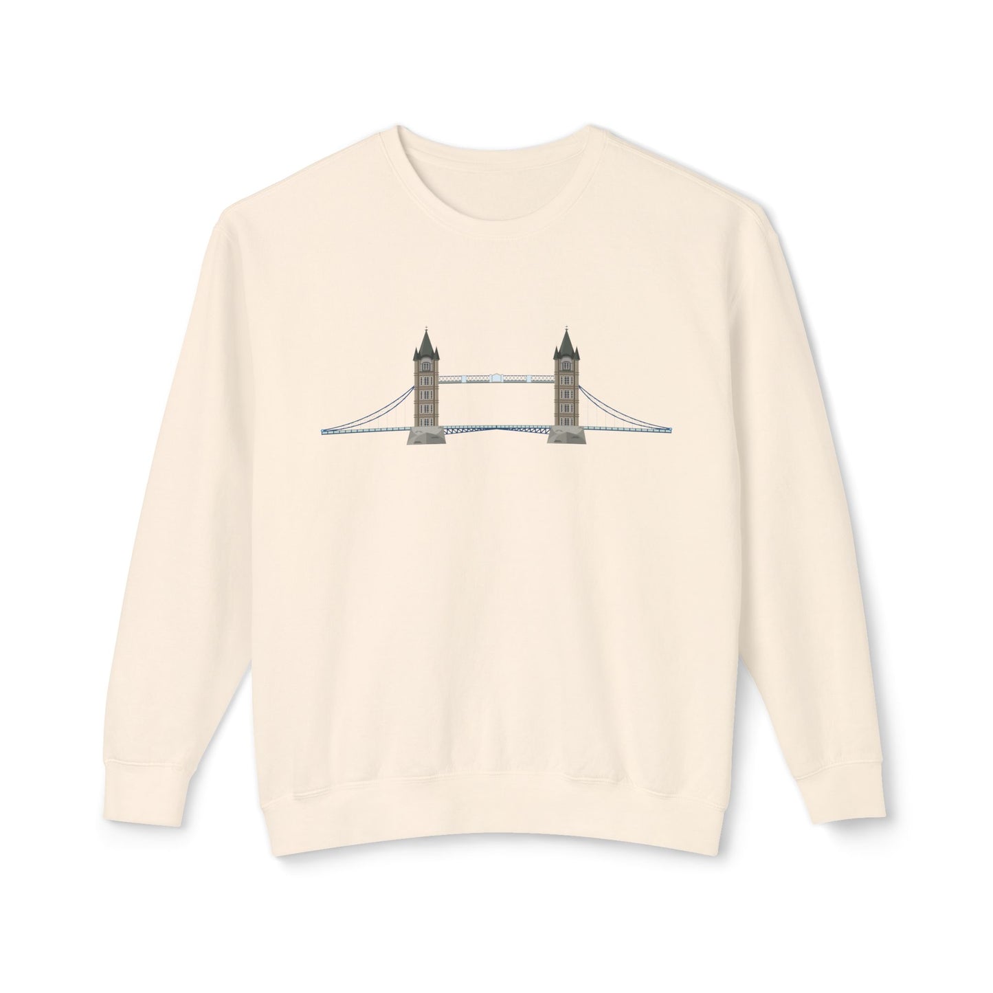 Unisex Lightweight Crewneck Sweatshirt - Tower Bridge - Iconic London Landmark Illustration
