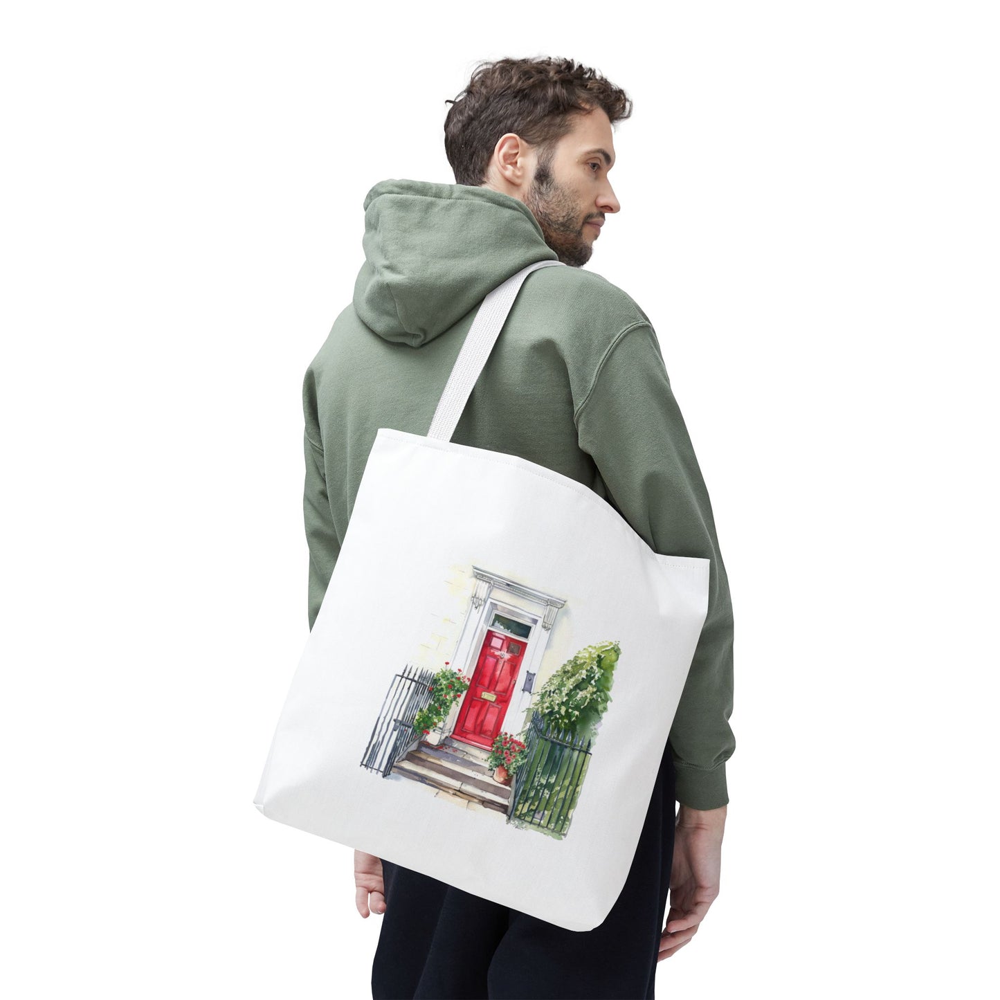 Charming Red Door Tote Bag, Eco-Friendly Shopping Bag, Gift for Garden Lovers, Summer Canvas Bag, Perfect for Casual Outings