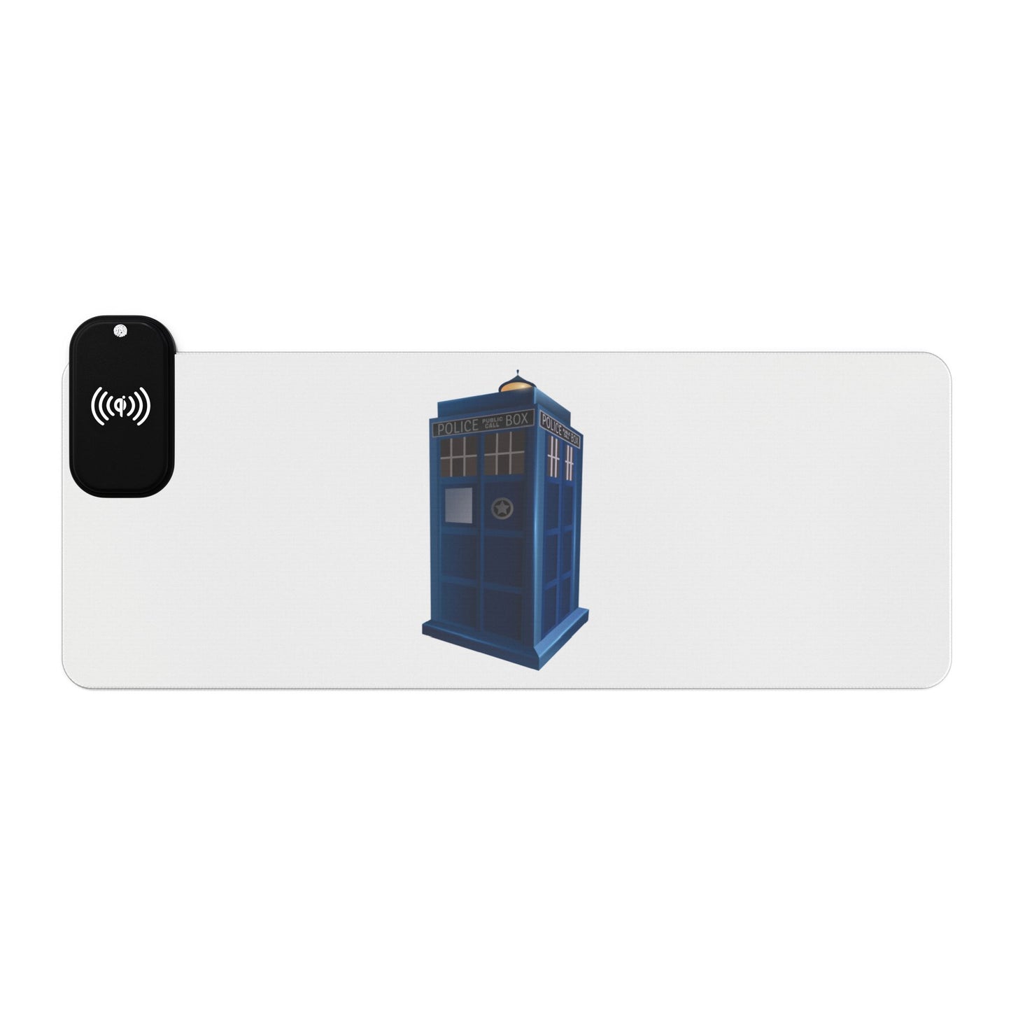 Blue Police Box (TARDIS Style) - LED Gaming Mouse Pad - Wireless Charging, Illuminated Mousepad for Gamers, Desk Accessories for Home Office, Tardis Design, Gamer Gift