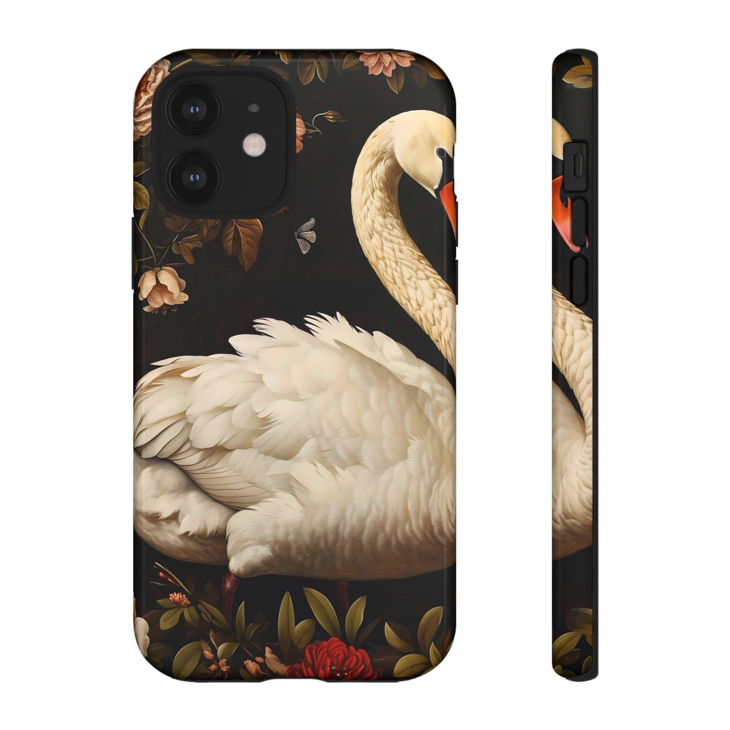 Elegant Swan Phone Case, Floral iPhone Cover, Tough Phone Case, Gift for Her, Nature Lover, Mother's Day, Birthday