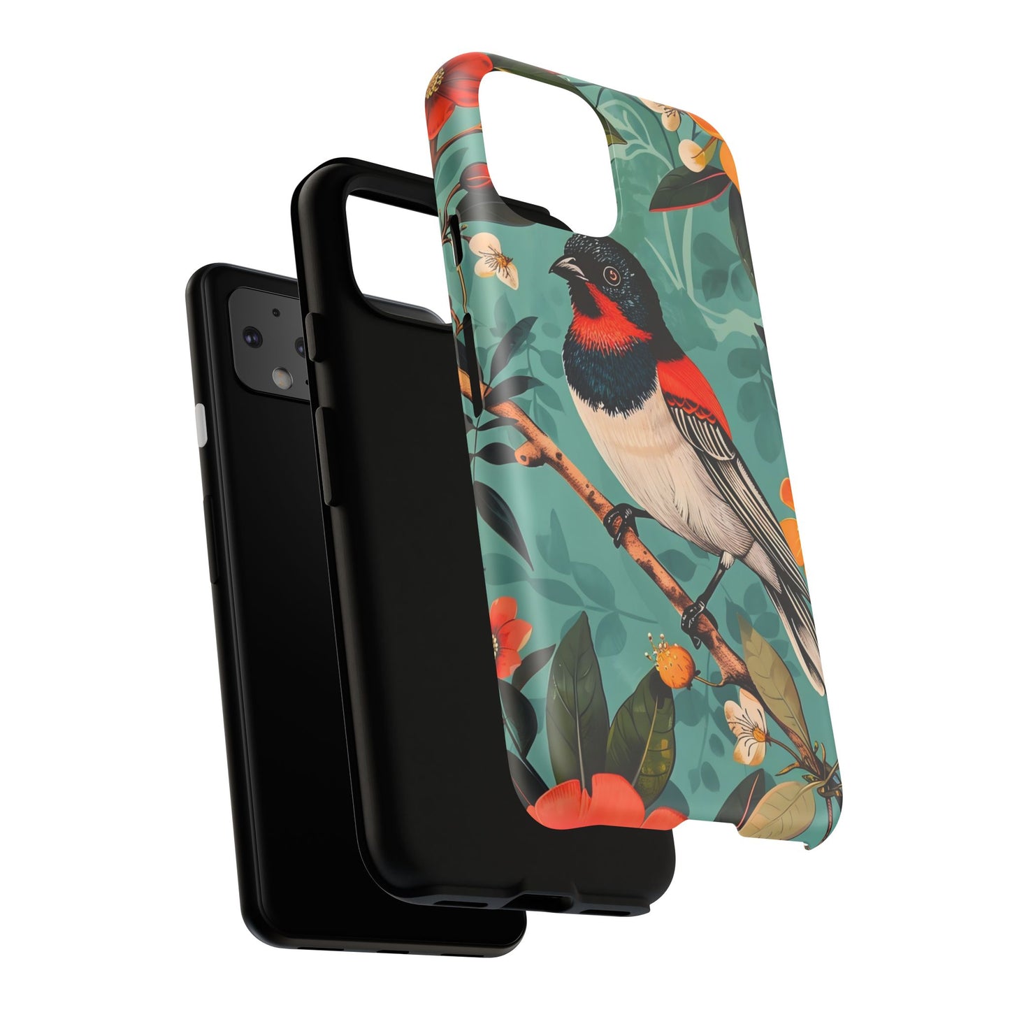 Tough Cases - Floral Bird Phone Case, Colorful Phone Cover, Nature Lover's Gift, Stylish Phone Accessory, Unique Gift Idea