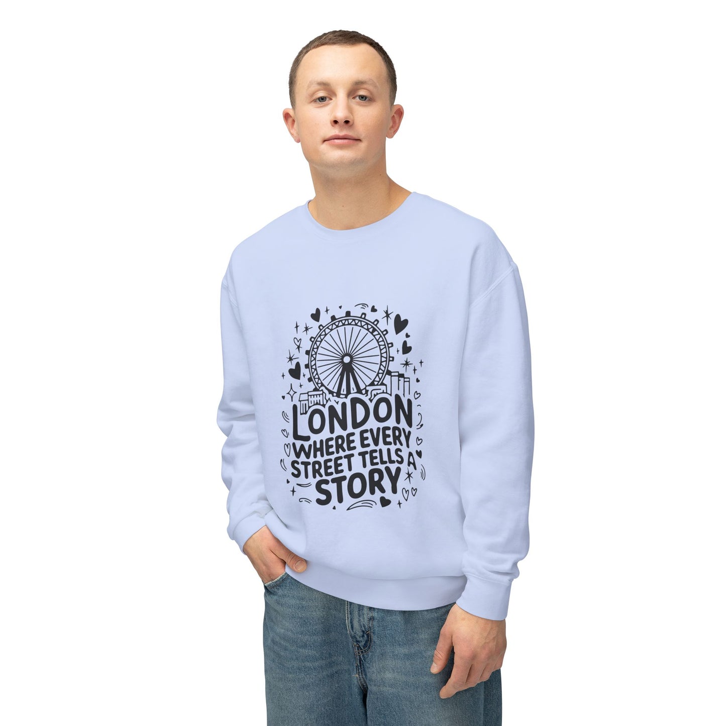 Unisex Lightweight Crewneck Sweatshirt - London's Nostalgic Streets