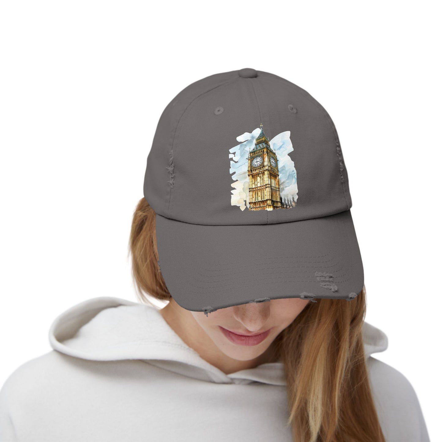 Vintage Big Ben Distressed Cap, Casual Hat, Travel Gift, Unisex Cap, Summer Accessory, London Theme Hat