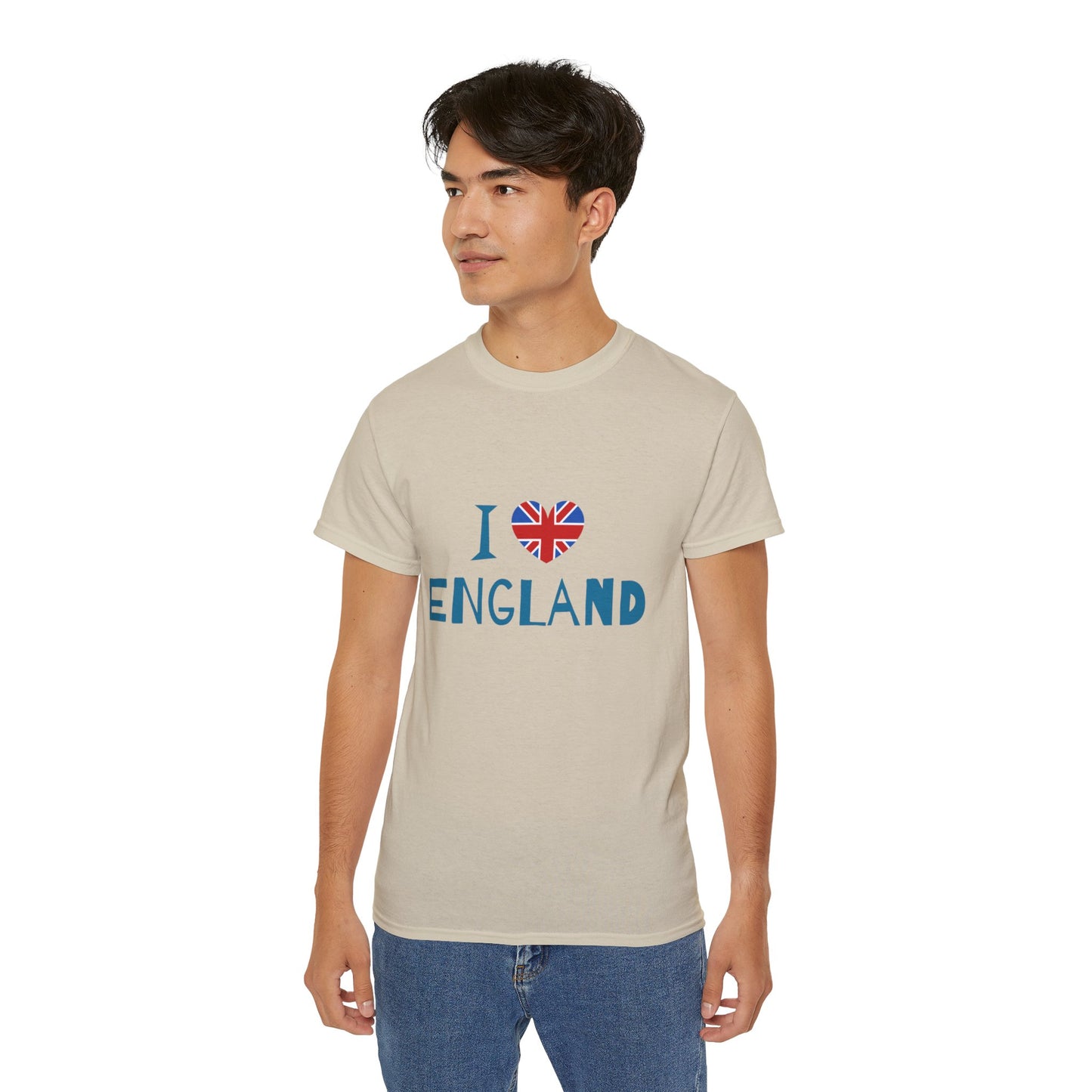 Unisex Ultra Cotton Tee Lightweight - I Love England - Union Jack Heart