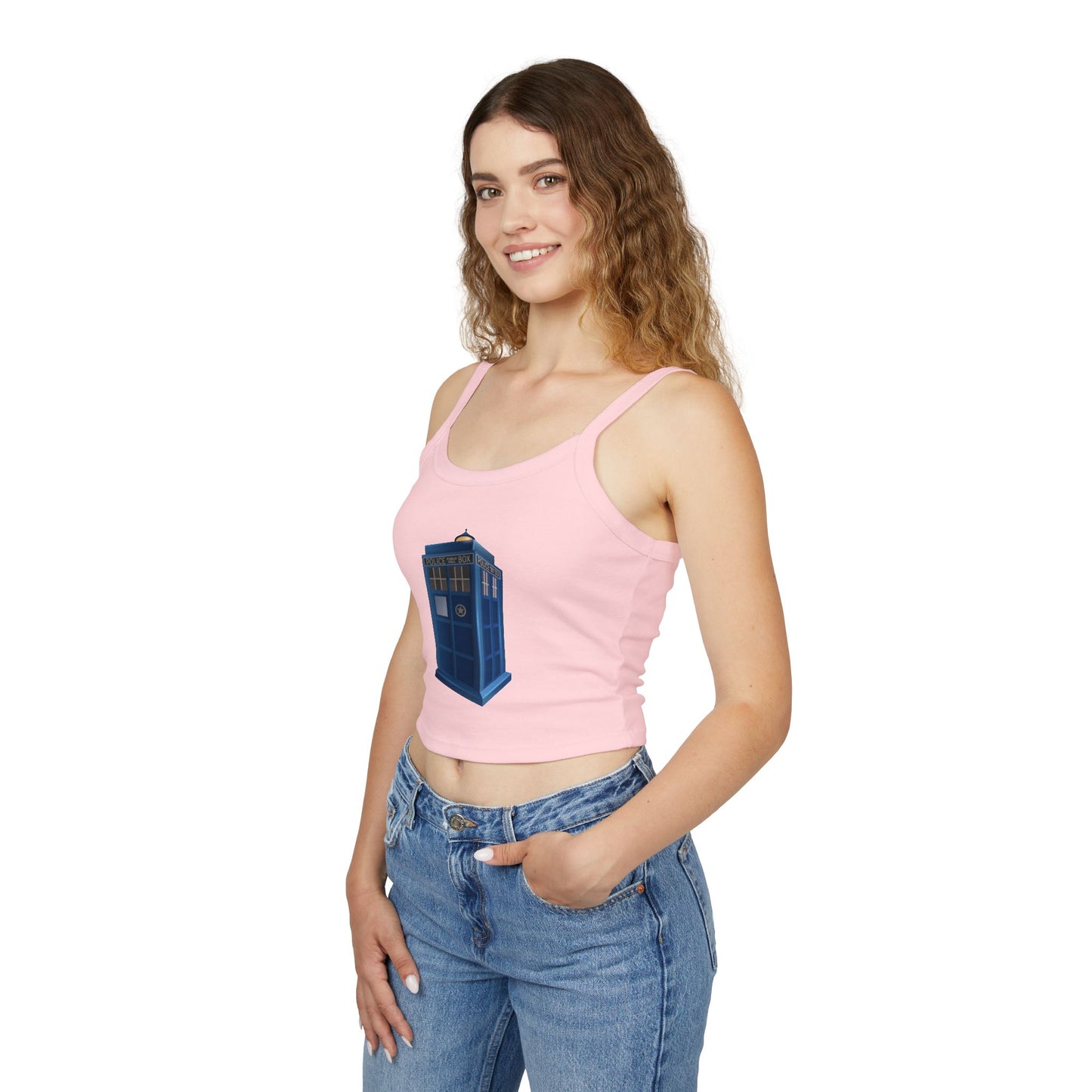 Women's Spaghetti Strap Tank Top - British Police Public Call Box - Iconic TARDIS Design