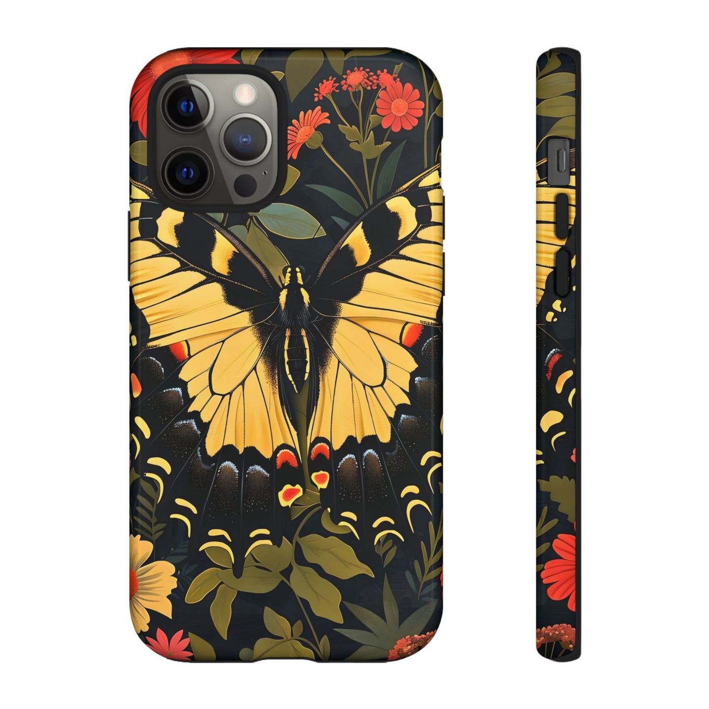 Butterfly Floral Phone Case, Tough Cases with Vibrant Design, Protective Cover for Nature Lovers, Gift for Her