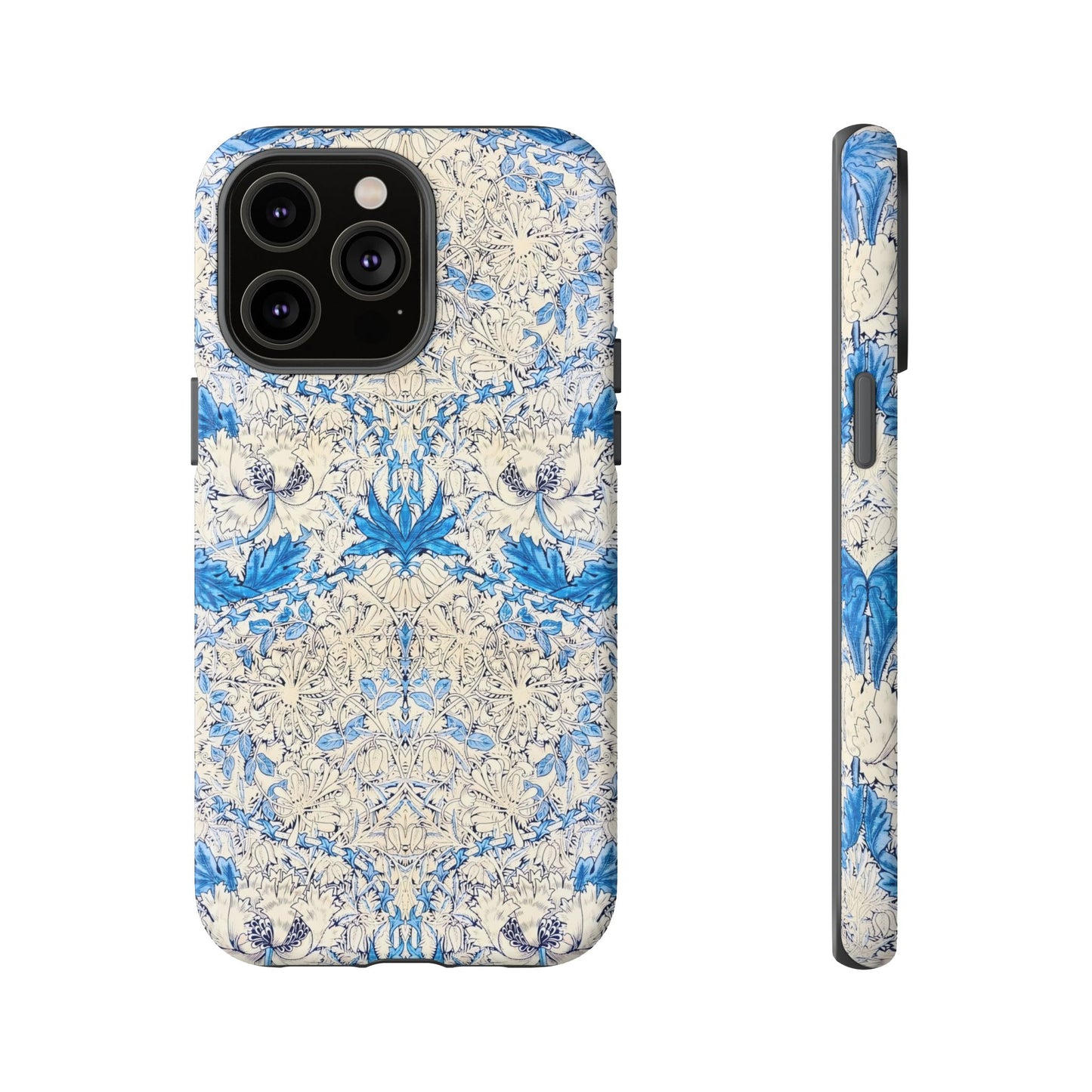 Elegant Floral Phone Case, Tough iPhone Cover, Stylish Mobile Protector, Blue Patterned Case, Unique Gift for Her