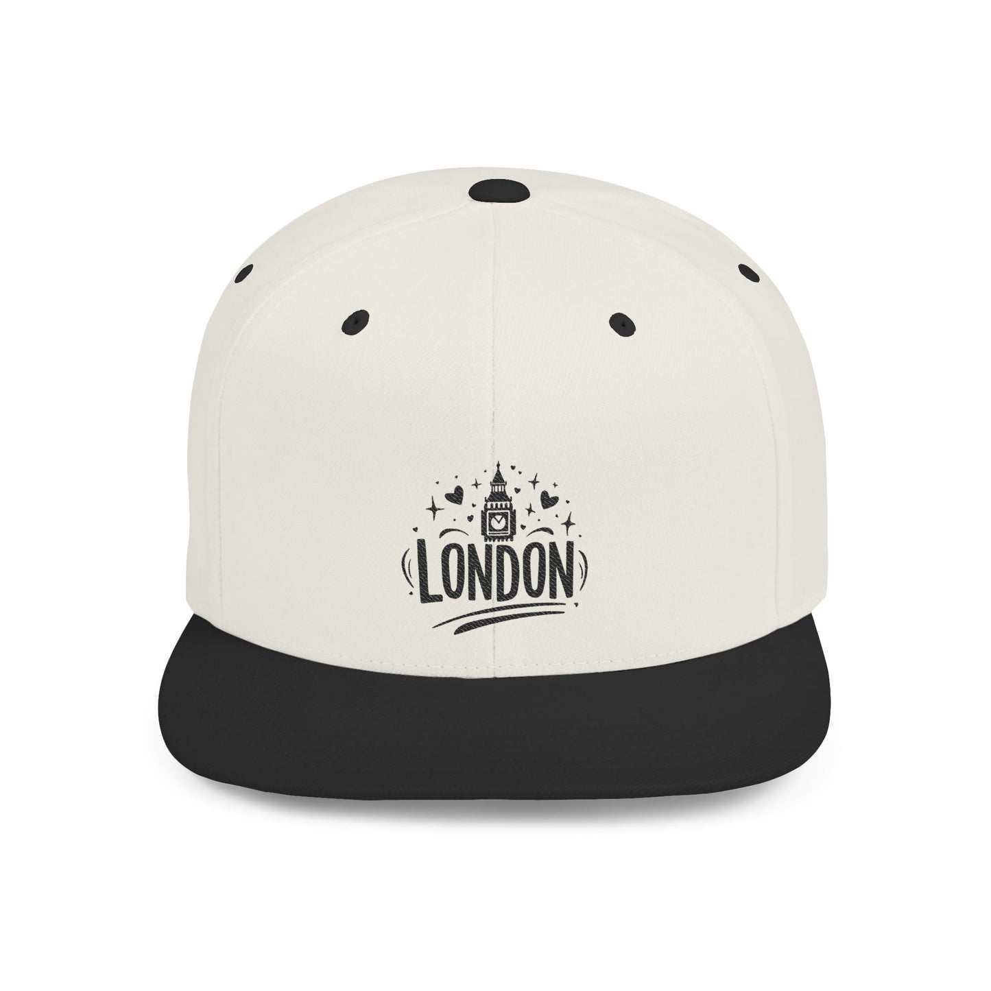 London Graphic Flat Bill Snapback Hat | Trendy Urban Style Cap, Streetwear Accessory, Gift for Him/Her, Travel Souvenir, Fashion Statement
