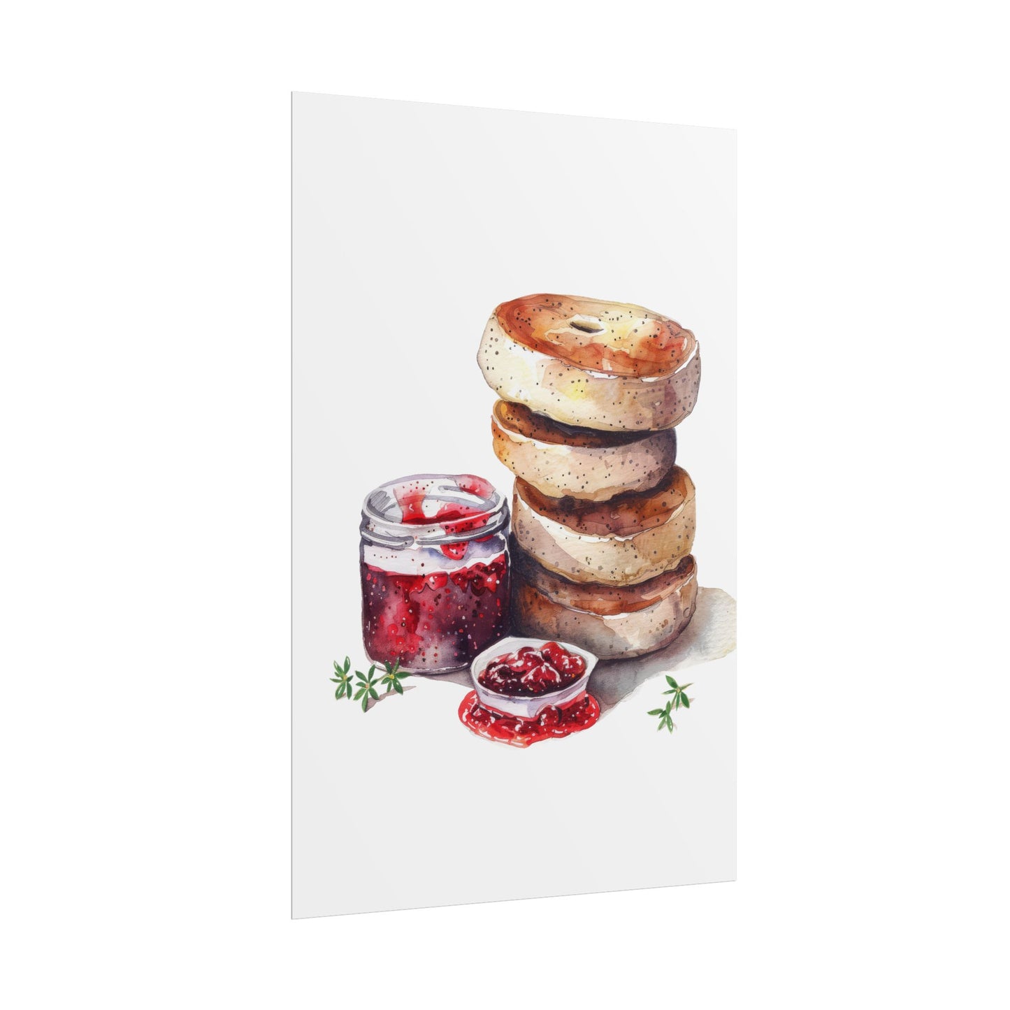 Breakfast Bagel Art Print, Foodie Decor, Kitchen Wall Art, Rolled Poster, Unique Food Gift, Home Cooking Decor