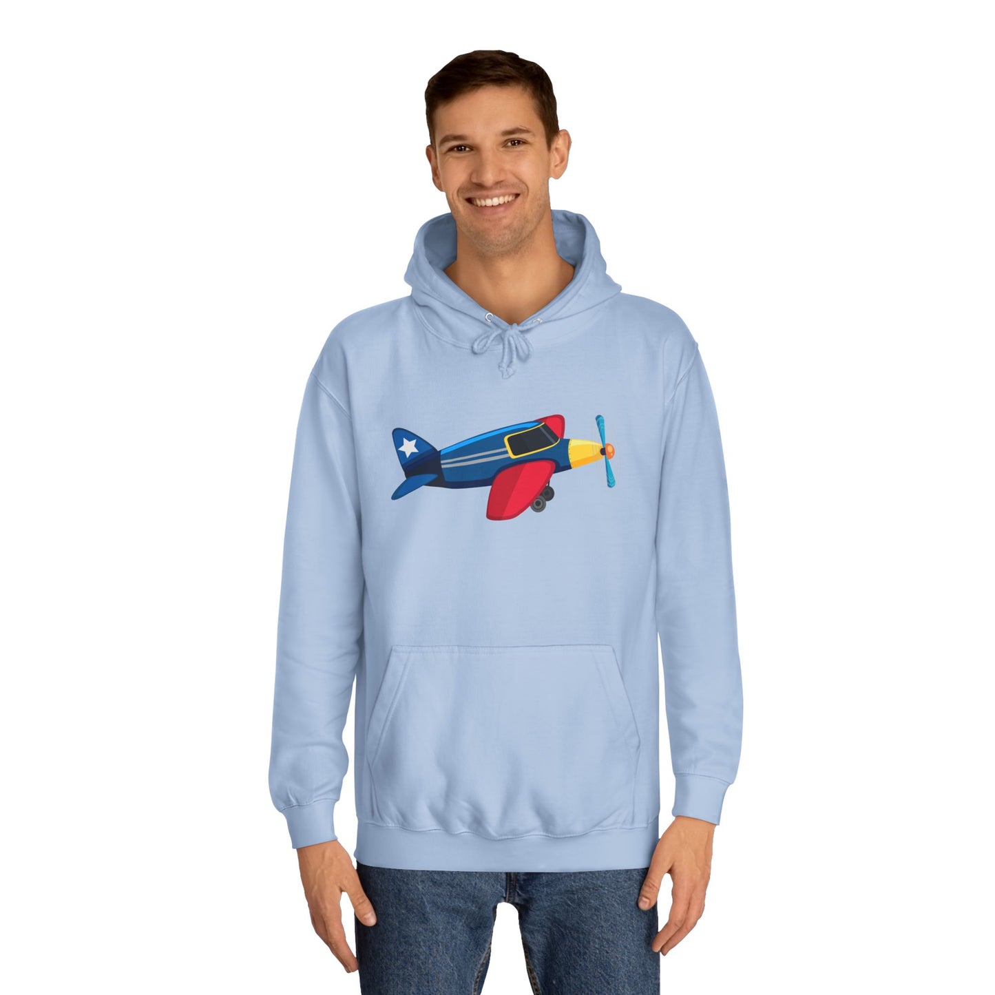 Unisex College Hoodie - Vibrant Vintage Airplane Design